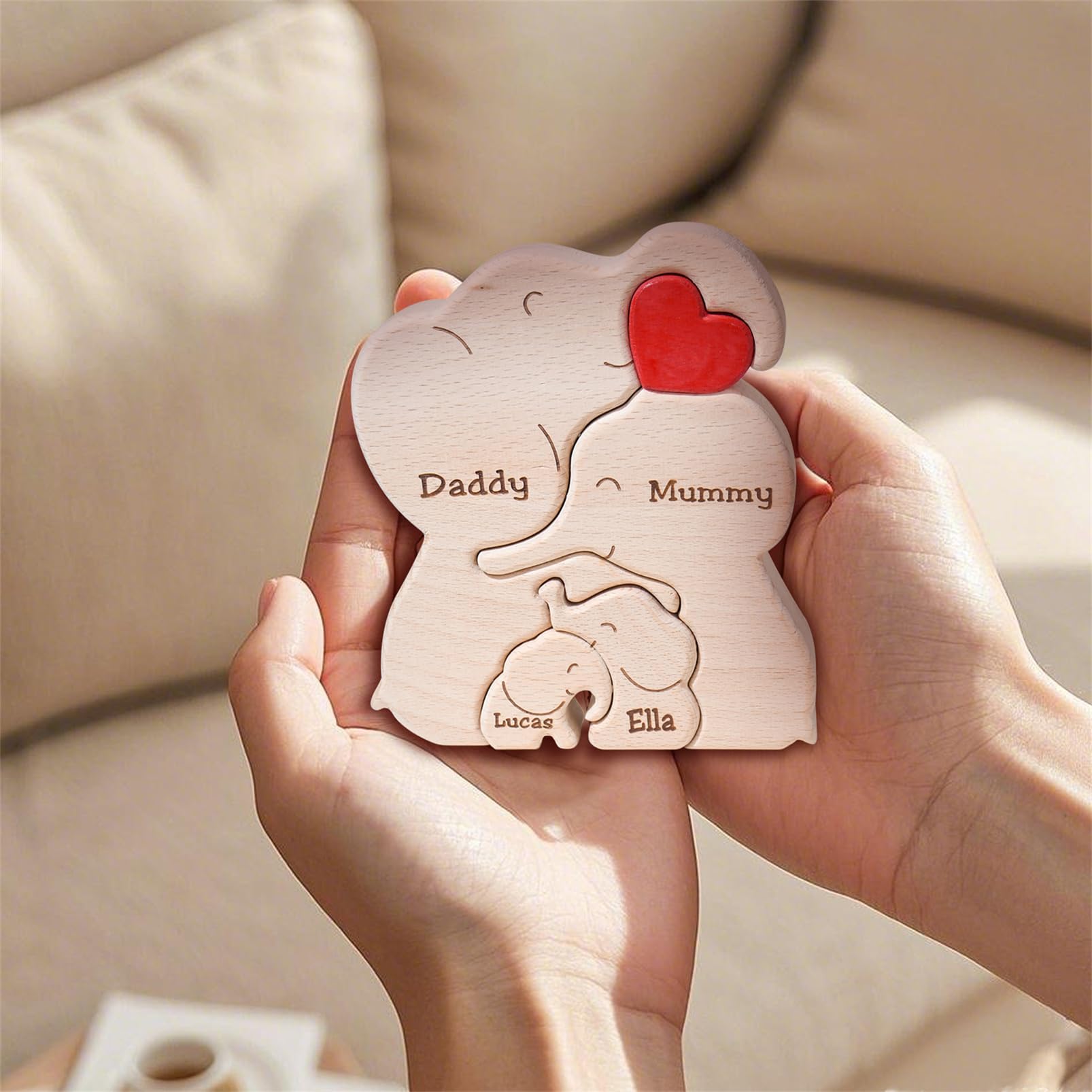 Personalized Family Name Puzzle with 2-8 Names Custom Wooden Bear Puzzle with Names Customized Wooden Puzzle Gifts for Christmas (Bear)