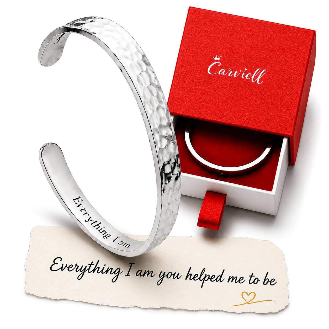 Carviell Bracelet - Gifts for Women – Inspirational, Friendship, Love, Mom, Daughter, Sister, Christian, Graduation, Memorial & Wedding Gifts – 100+ Phrases – Stainless Steel, Gift-Ready