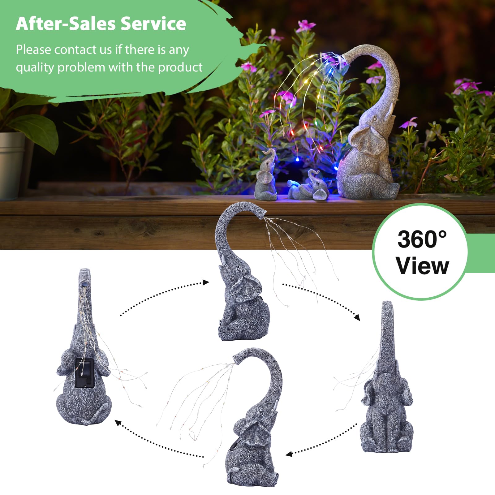 Goodeco Elephant Statue for Garden Decor with Gift Appeal - Ideal Gifts for Women, Mom or Birthdays, Beautifully Crafted Outdoor & Home Decor to Wow Your Guests (11" Elephant)