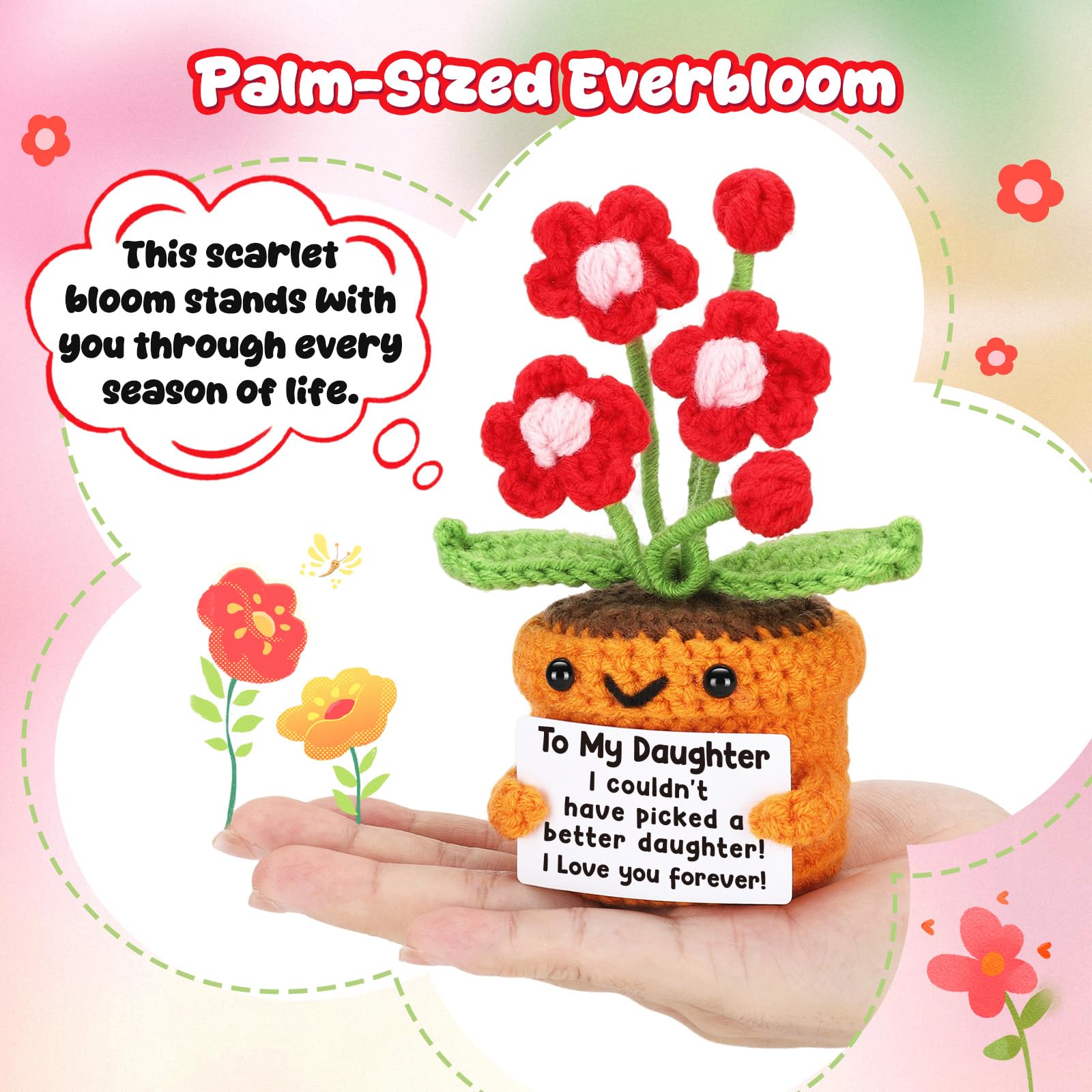Agantree art Grandma Gifts for Grandma Birthday from Granddaughter Grandson – I Love You Crochet Flower Decor Grandparents Day Christmas for Great Grandma Gigi Nana