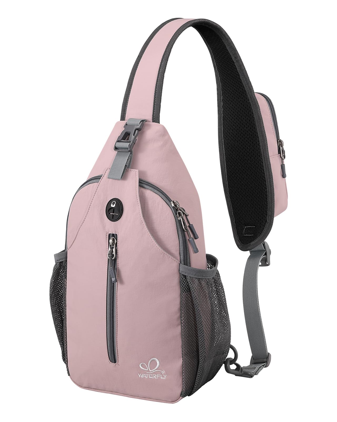 WATERFLY Crossbody Sling Backpack Sling Bag Travel Hiking Chest Bag Daypack (Black)