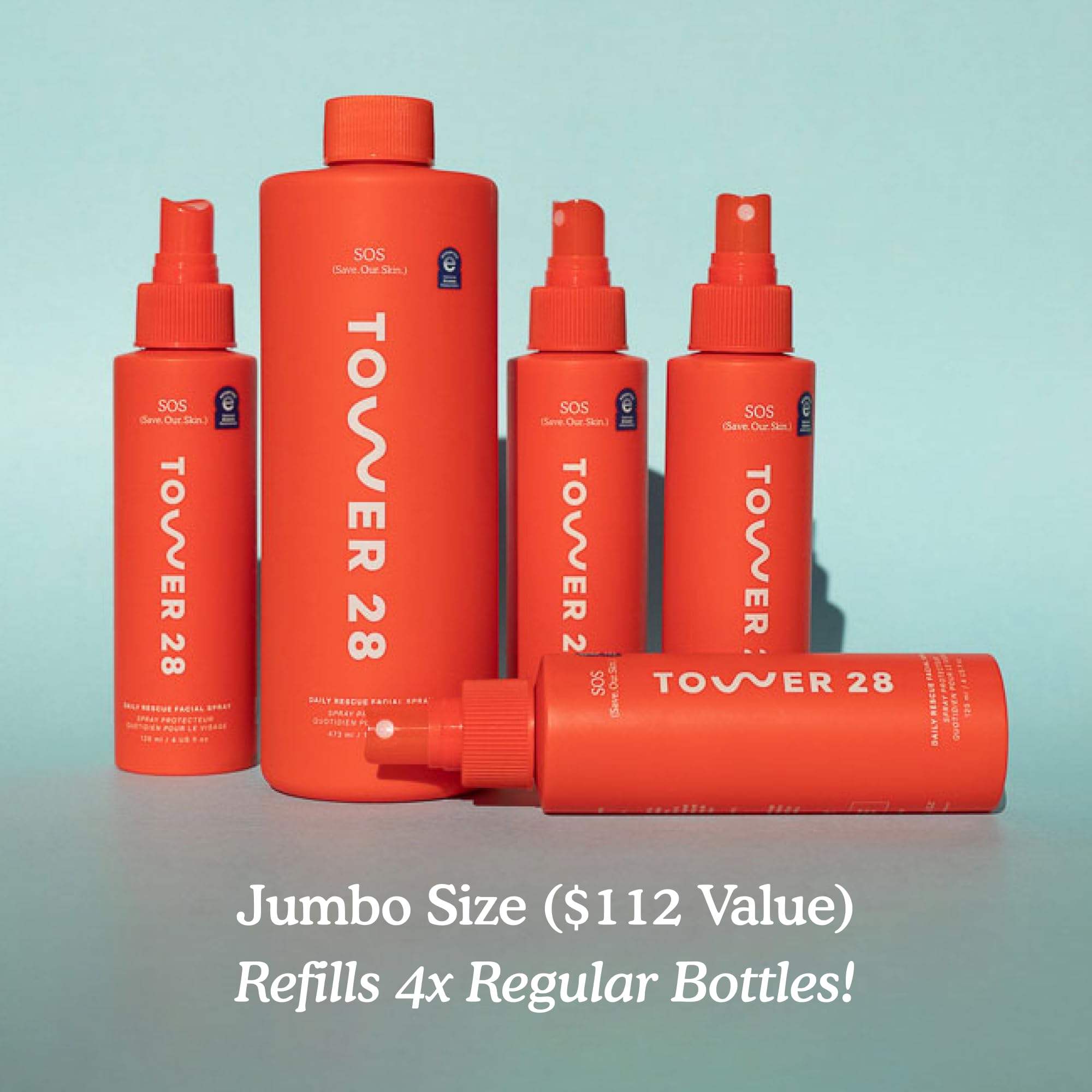 Tower 28 SOS Daily Rescue Facial Spray - Hypochlorous Acid Spray to Help Reduce Redness, Calm Irritation + Alleviate Flare-Ups - Purifying Travel Size Face Toner - Everyday Skin Care Essential (1 oz)