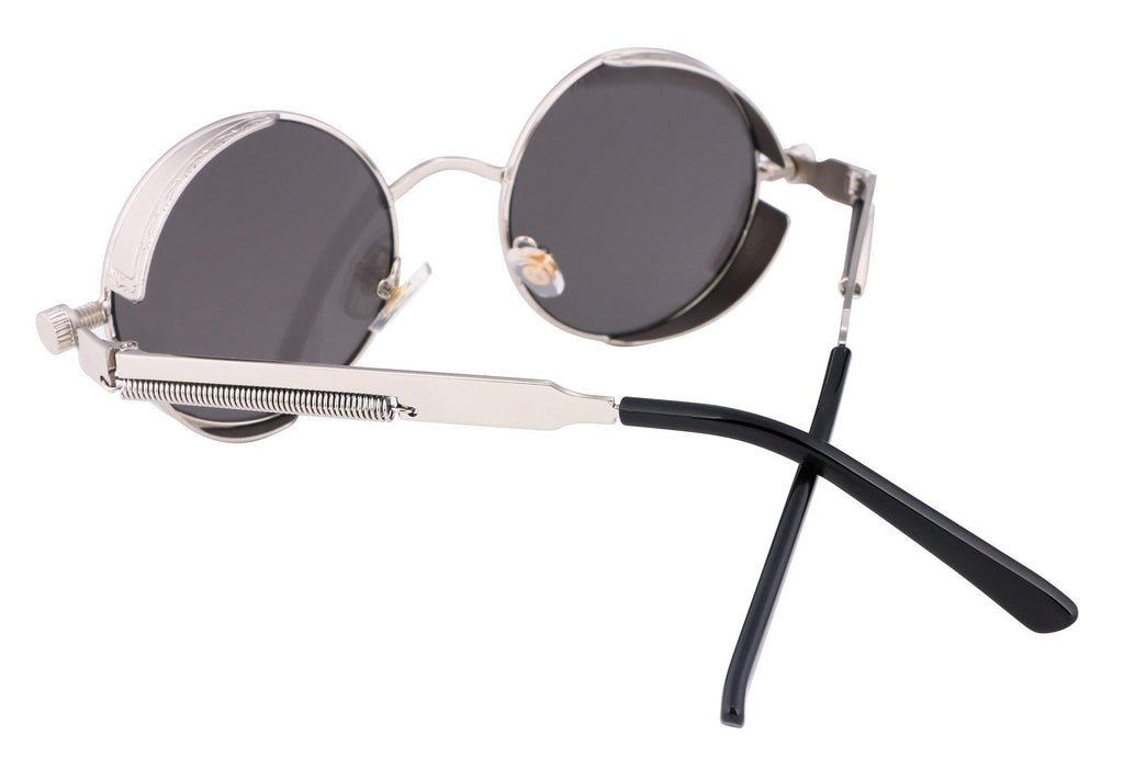 FEISEDY Retro Gothic Steampunk Sunglasses Round Metal Frame Punk Circle Inspired Shade Men B1857