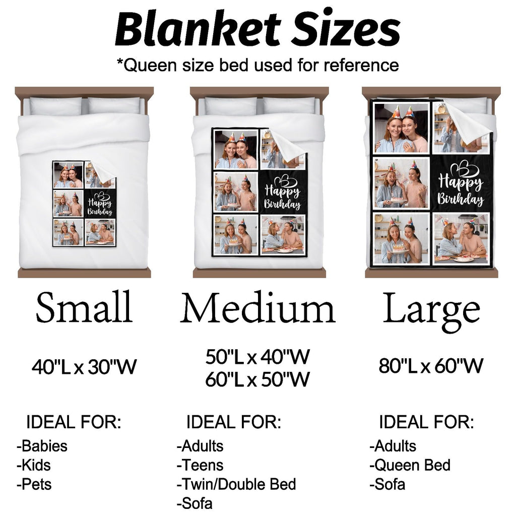 inkArts Custom Blanket Throws with Photos Text Personalized with Picture Customizable, Customize for Mom, Dad, Couple, Girlfriend, Boyfriend, Husband & Wife