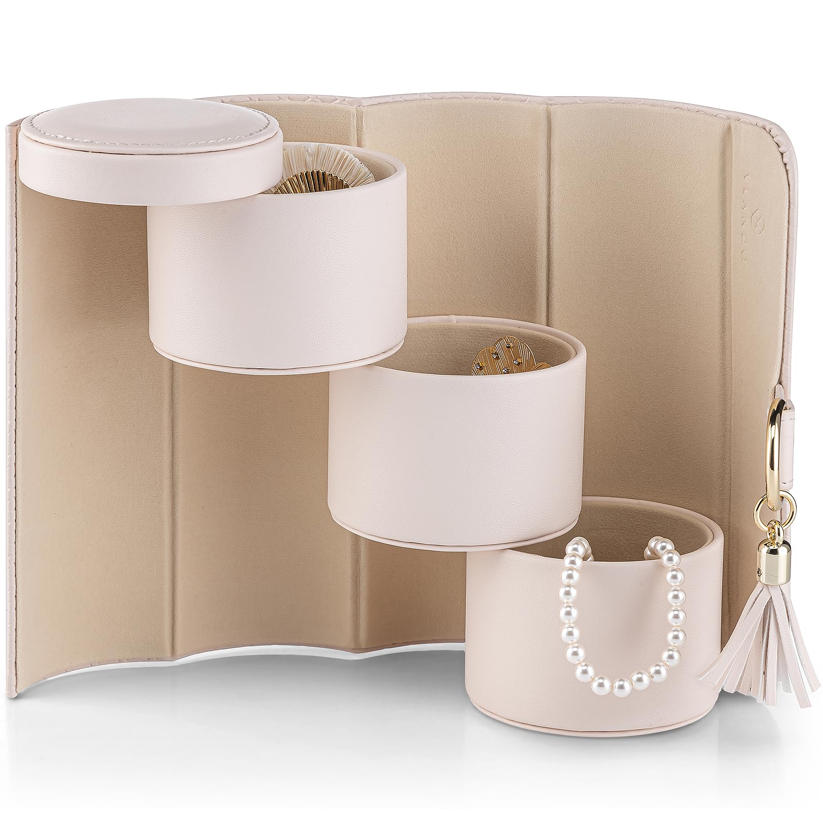 VLANDO Gifts 2026 for Women, Girl - Travel Jewelry Oragnizer, 3-Layer Jewelry Storage Box, Travel Essential Accessories for Women, Birthday Gifts for Couples Mom Friends - Grey