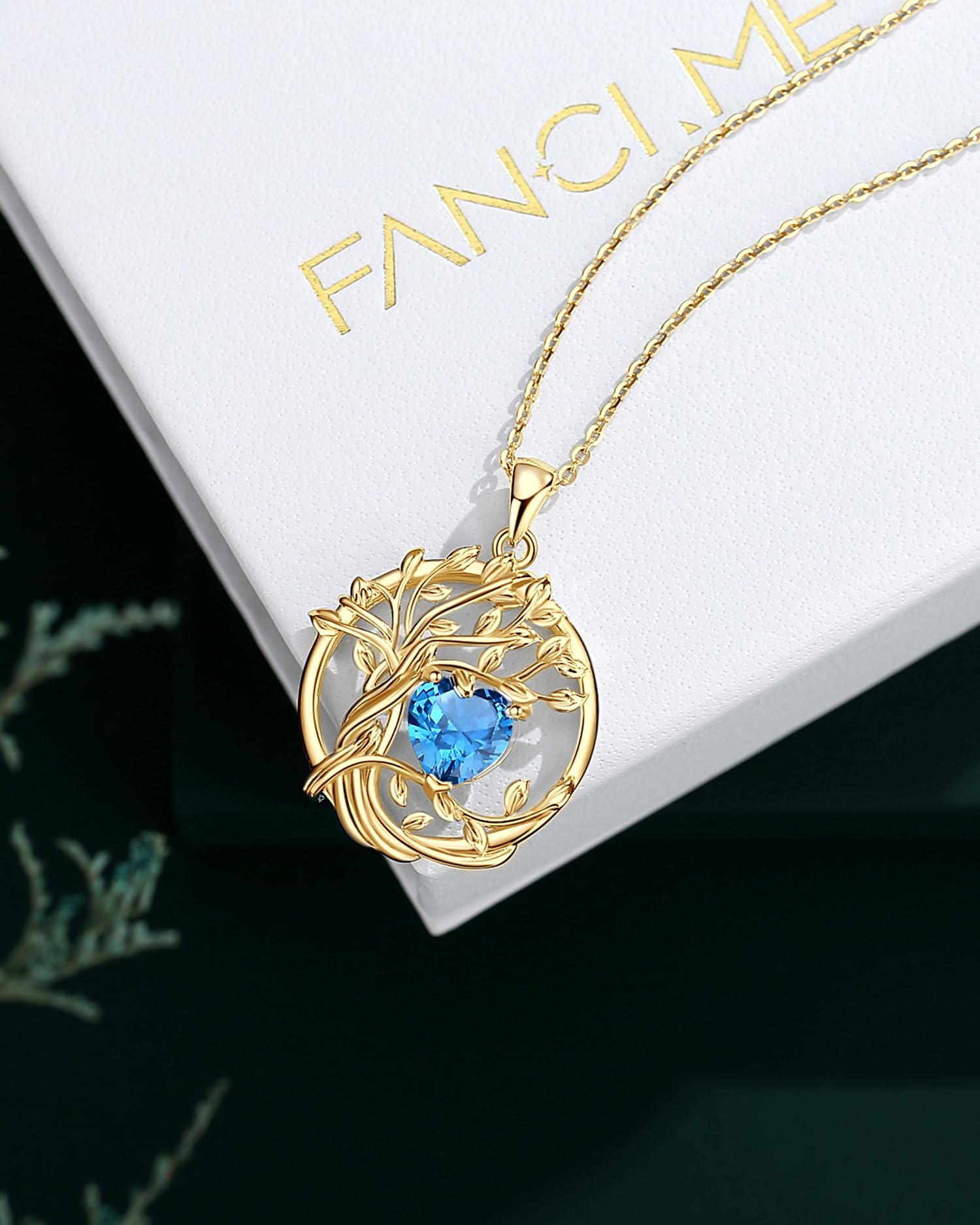FANCIME Tree of life Birthstone necklace Sterling Silver Pendant Birthstone Necklace Gemstone Anniversary Birthday Jewelry Mothers Day Gifts for Mom Her Wife