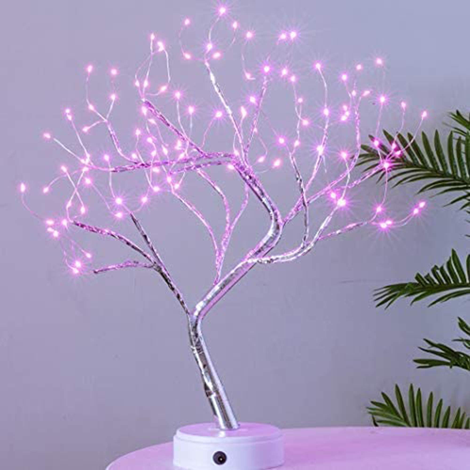 FuChsun Tabletop Bonsai Tree Light 108 LED Fairy Artificial Tree Lamp fot Room Party Home Centerpieces Decoration, Battery/USB Operated (Galaxy Glow Silver Branch)
