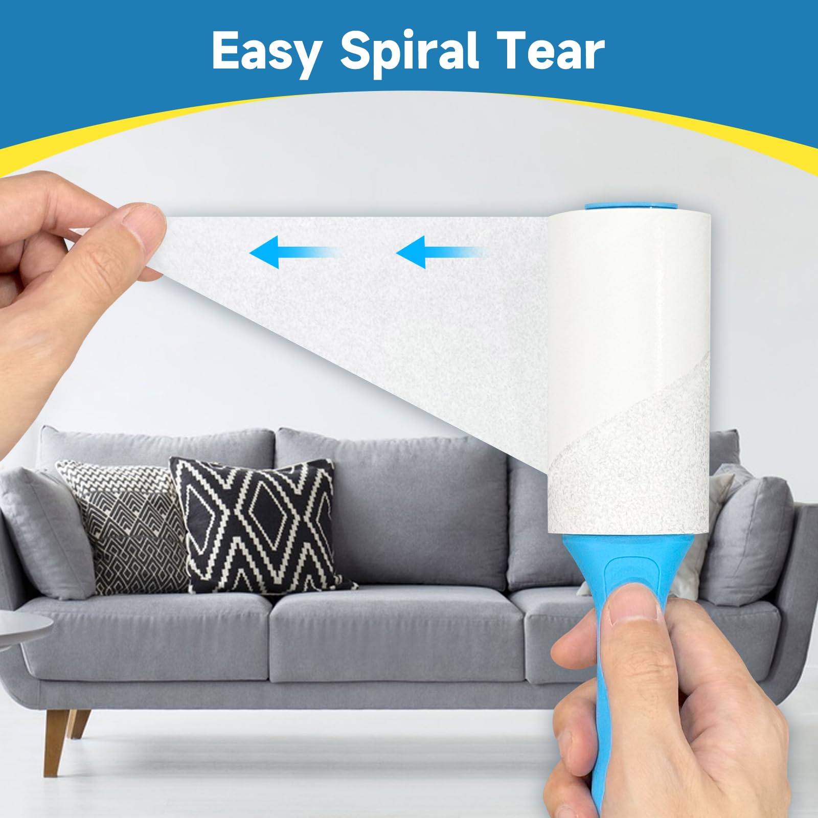 Swihauk 600 Sheets Extra Sticky Lint Rollers for Pet Hair, Easy Spiral Tear Lint Roller for Clothes with Ergonomic Handle, Multipurpose Lint Remover for Furniture, Carpet, Car Seat