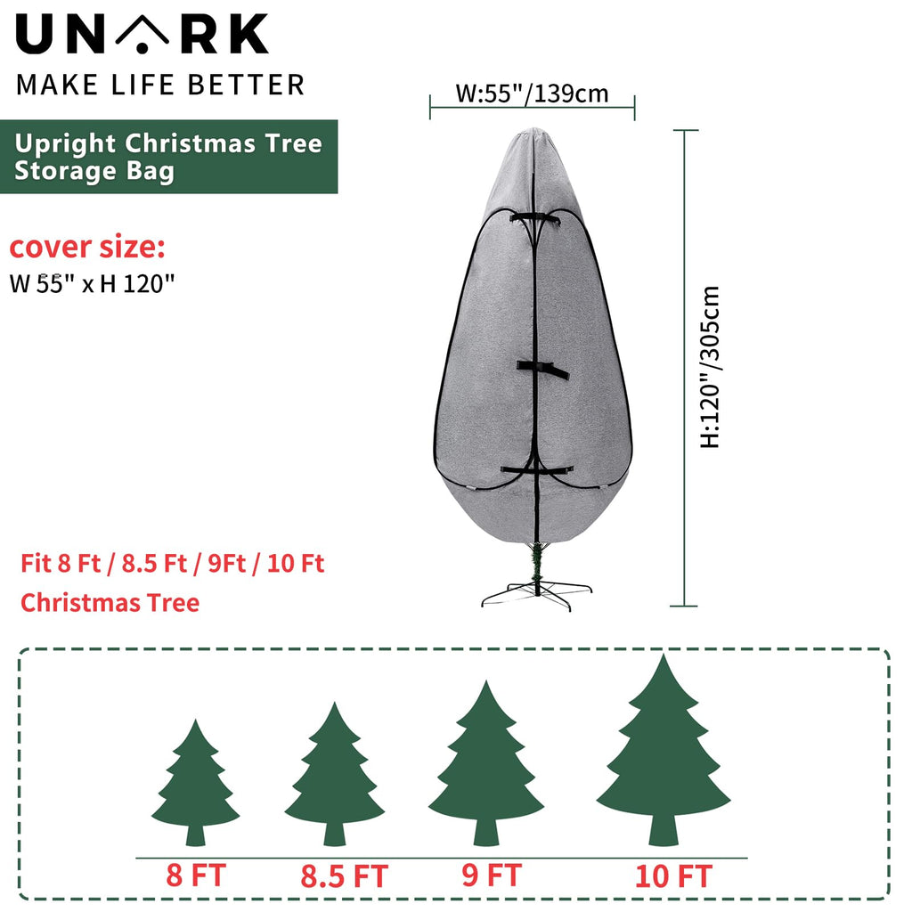 Upright Christmas Tree Storage Bag 7.5 Ft, Artificial Christmas Tree Storage Bag 6.5ft, Christmas Tree Cover for Upright Storage Fit 6 Ft / 6.5 Ft / 7 Ft / 7.5 Gray