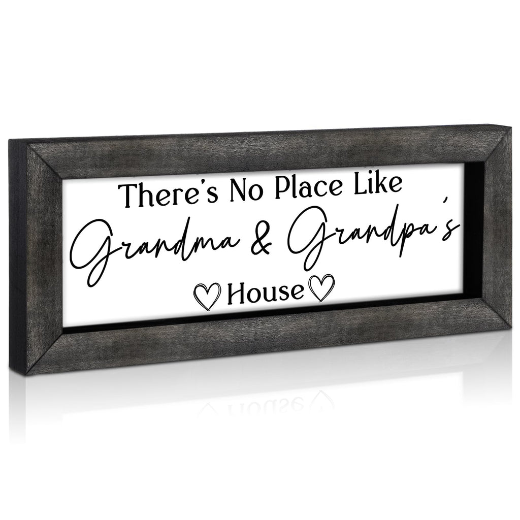 Yousoontic Grandparents Gift from Grandkids There's No Place Like Grandma & Grandpa's House Wooden Sign Farmhouse Home Decor for Birthday Christmas Thanksgiving Gift(Dark Brown,11.8 Inch)