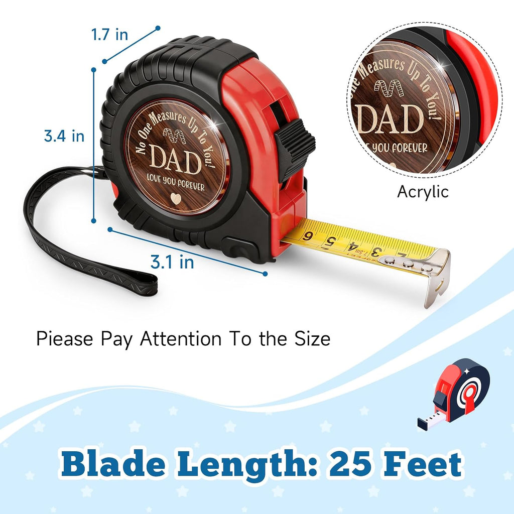 Gift for Dad Fathers Day Birthday Gifts from Daughter Son Kids Wife, New Step Dad Daddy Father in Law Presents Useful Stuff, Best Tool Gifts Woodworker Gifts Carpenter Gifts, Tape Measure 25 FT