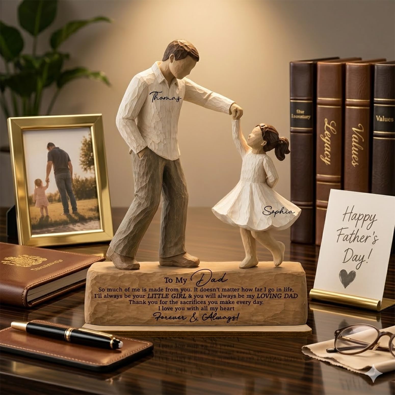 Personalized Fist Bump Dad and Kids Name Wooden Plaque, Custom Fathers Day Plaque for Dad Grandpa, Customized Sign Decorations for Daddy, Grandpa, Heartfelt Father's Day Birthday Gifts for Husband