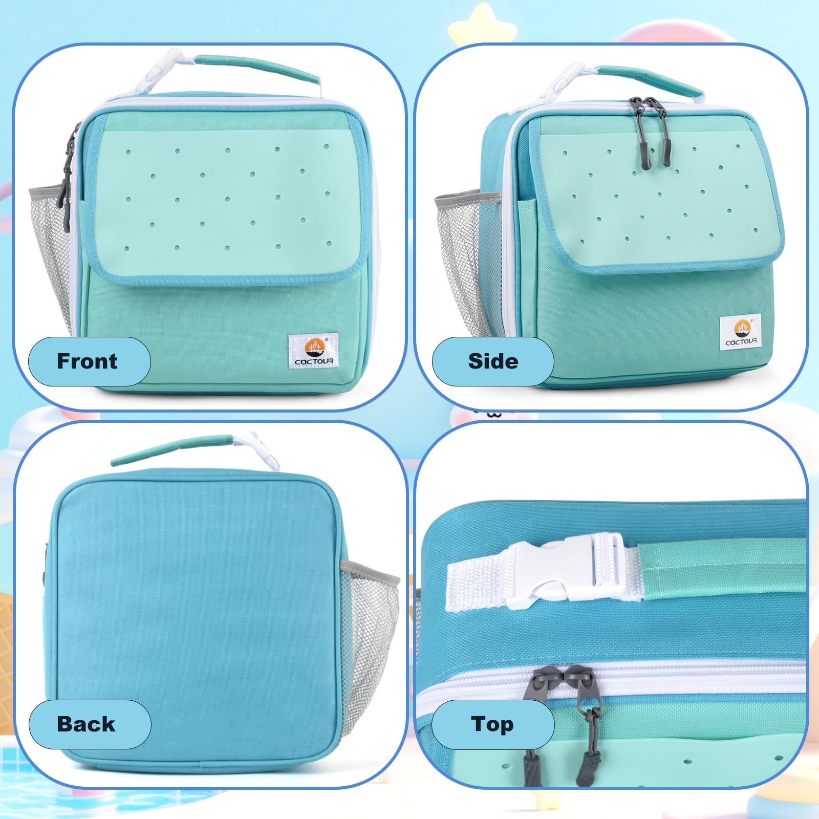 CaCTOUR Lunch Box Kids,Premium Insulated Lunchbox for Girls Boys,Soft Mini Cooler Bag Back to School Thermal Reusable Lunch Bag for Work School Picnic (Blue)