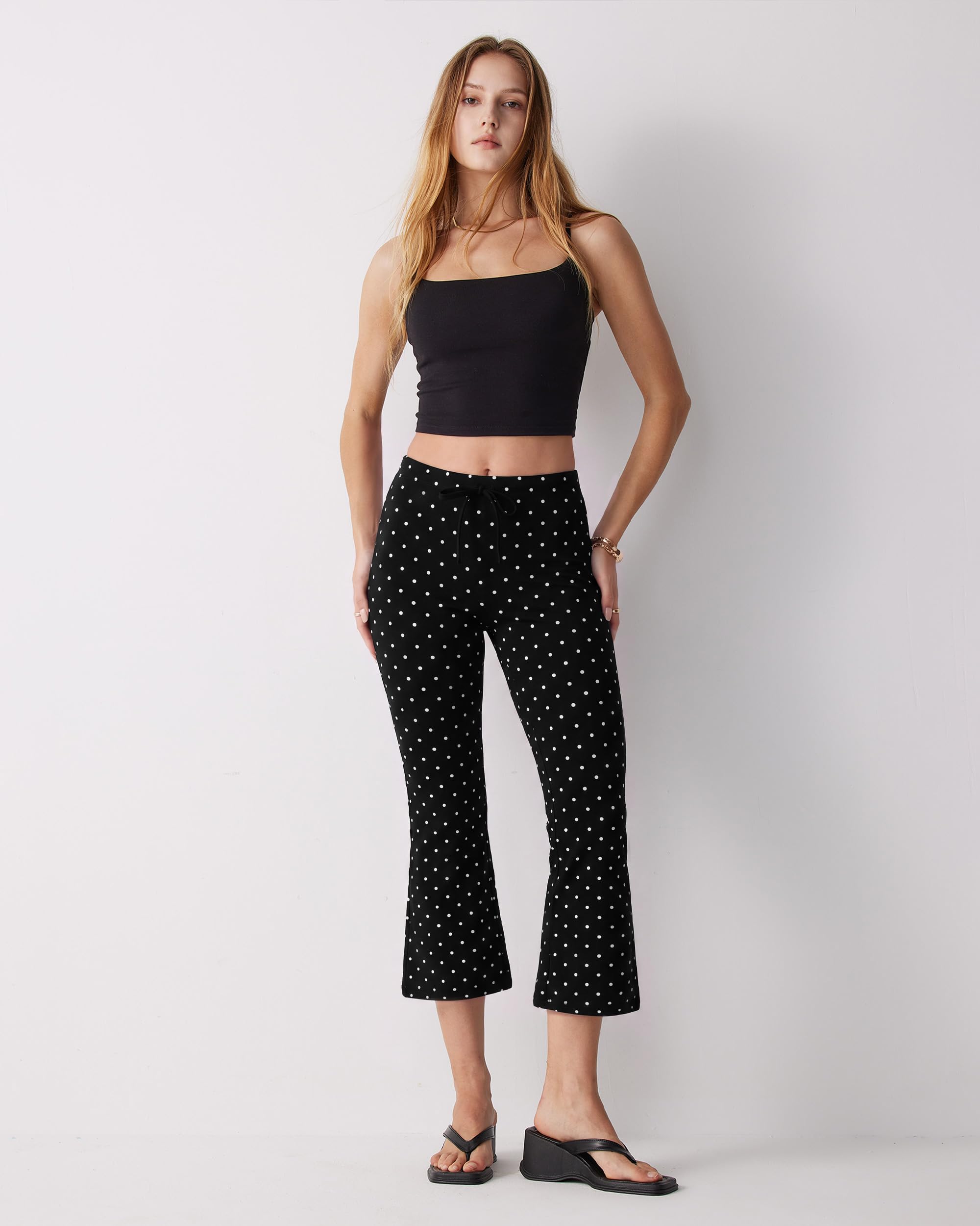 MOOSLOVER Women Flare Capri Yoga Pants High Waisted Side Stripe Drawstring Bootcut Flared Cropped Leggings