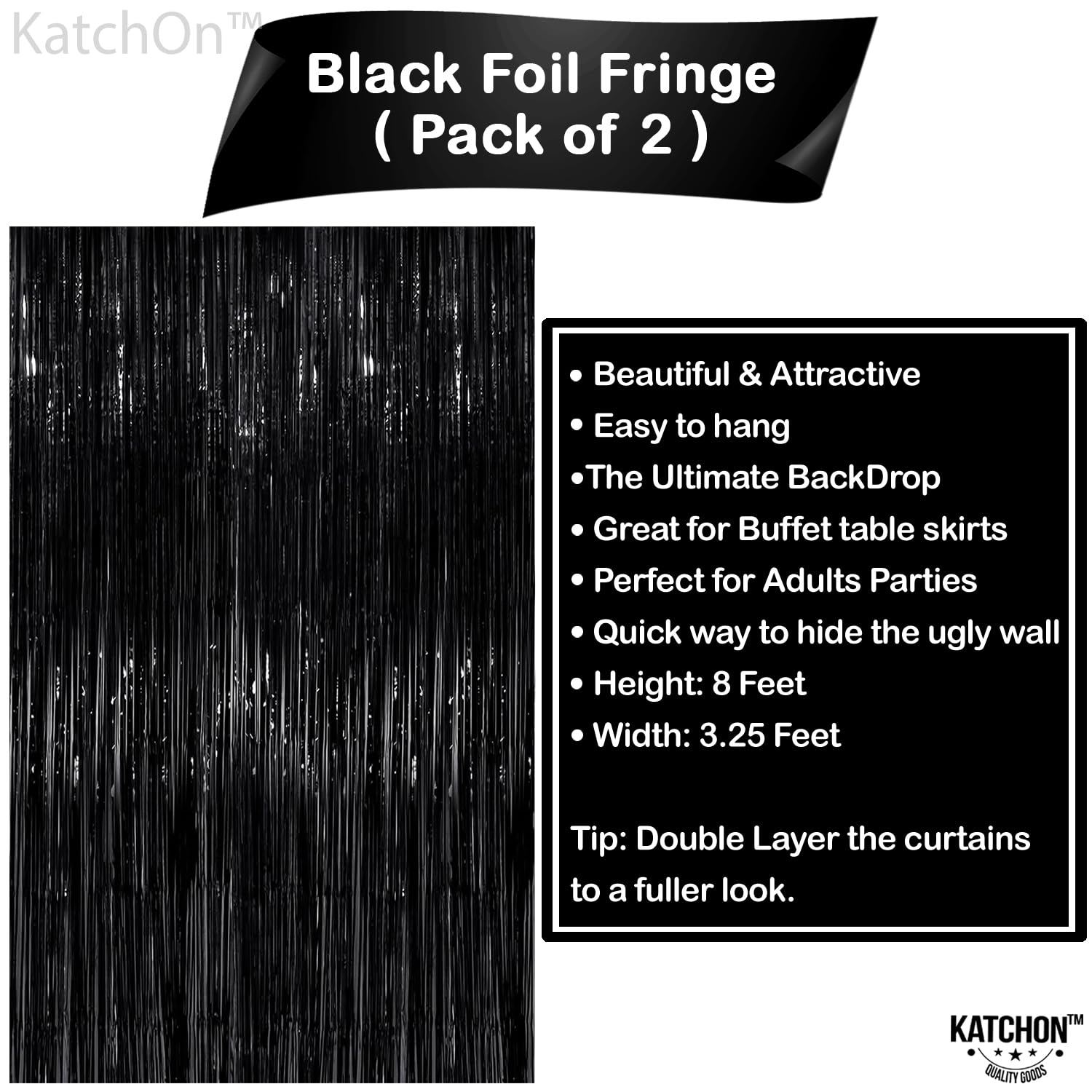 KatchOn, XtraLarge Gold Streamers Backdrop - 3.2x8 Feet, 2 Pcs | Gold Fringe Backdrop Curtain for Ramadan Decorations for Home, Casino, 50th Birthday Decoration | Graduation Decorations 2026