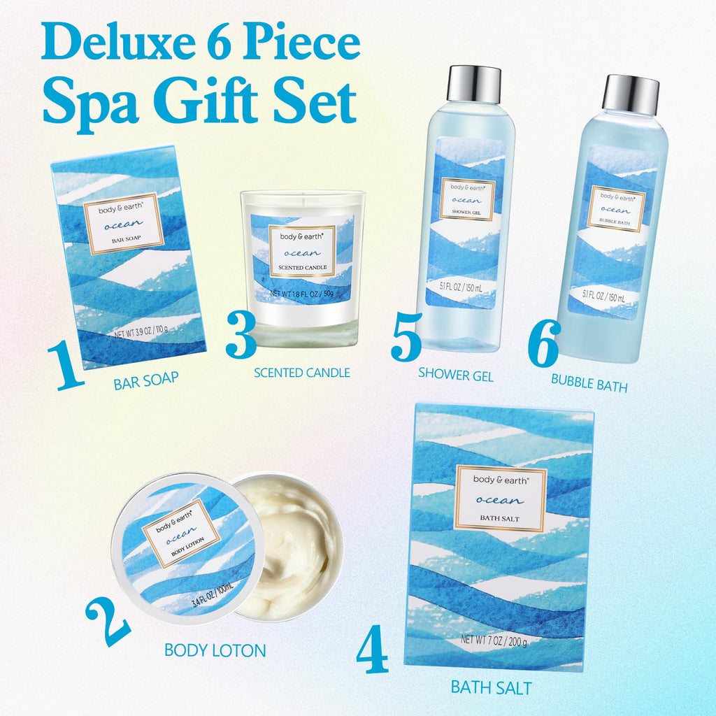 Gift Set for Women Body & Earth Gifts Set Lavender Gift Baskets For Women Bath Sets with Bubble Bath Body Lotion Scented Candle Mother‘s Day Gifts for mom