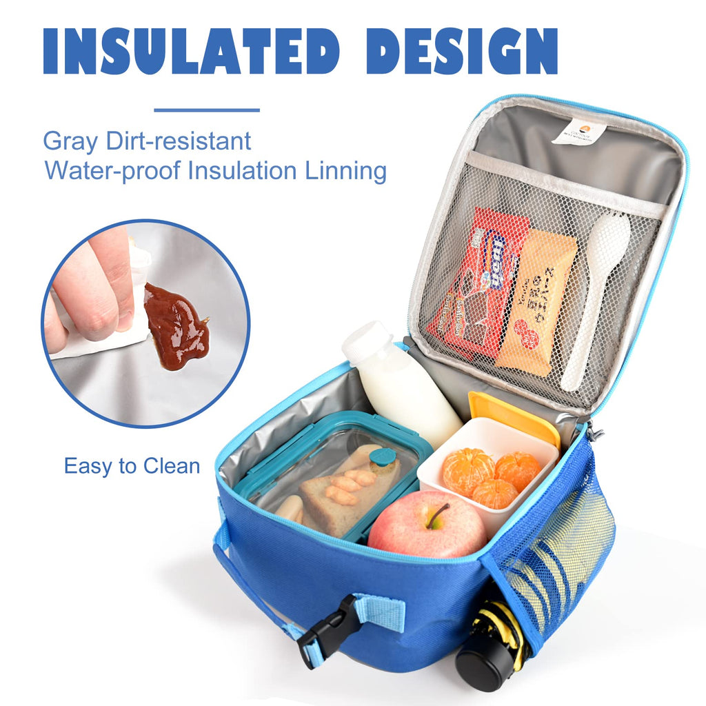 CaCTOUR Lunch Box Kids,Premium Insulated Lunchbox for Girls Boys,Soft Mini Cooler Bag Back to School Thermal Reusable Lunch Bag for Work School Picnic (Blue)
