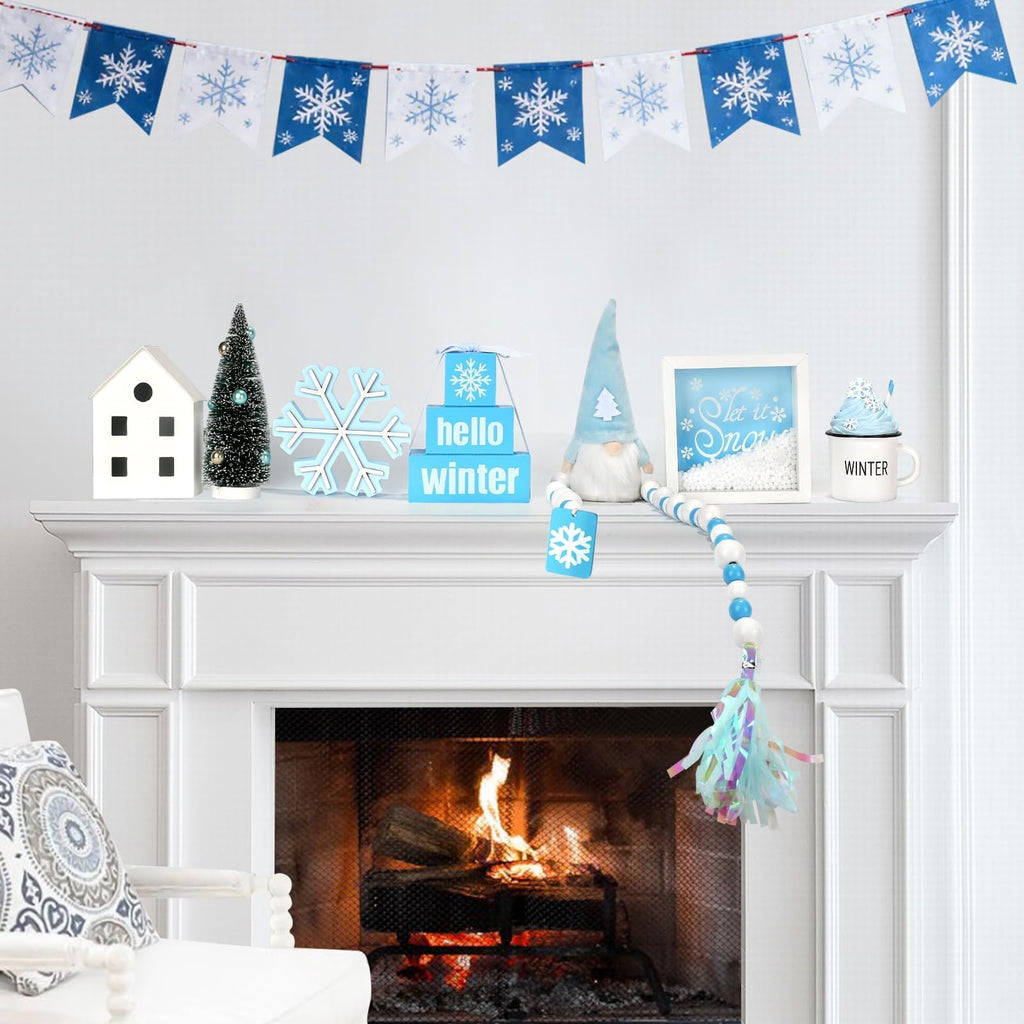 Christmas Decorations 8 PCS Tiered Tray Decor Set, Cute Tabletop Christmas Decor for Home Office Shelf Mantel Coffee Bar Xmas Table Centerpieces Tray Objects Holiday Decoration Set