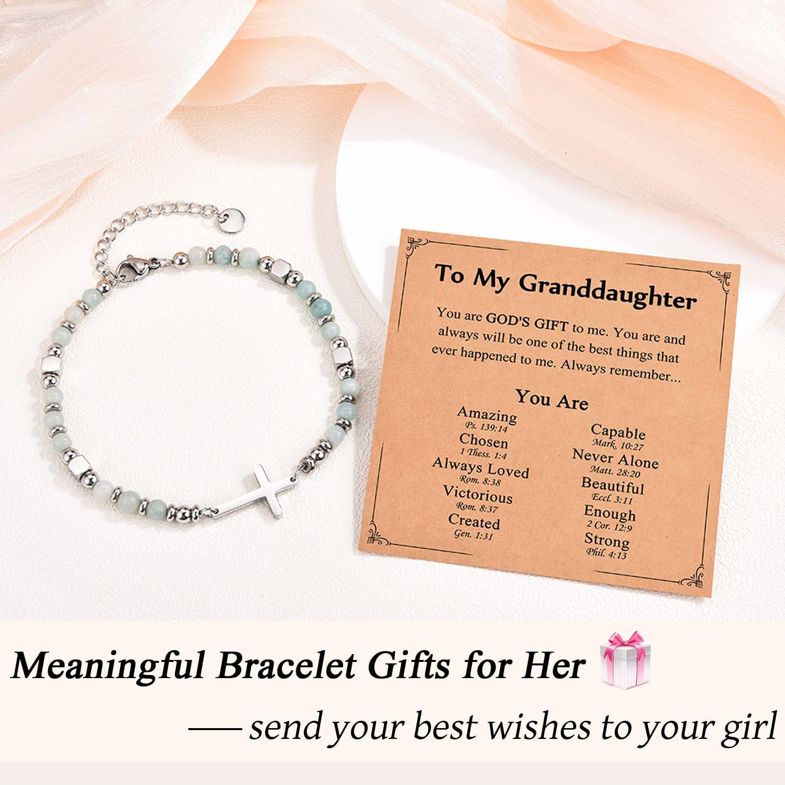Religious Cross Bracelet for Women Girls, Christian Gifts for Daughter Granddaughter Sister in Christ Friend Niece on Birthday Christmas Easter Valentines Day Graduation
