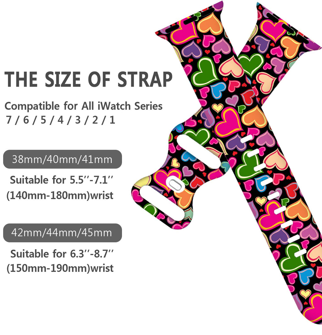 Holiday Watch Bands Compatible Watch 38mm 40mm 41mm 42mm for Women Men, Adjustable Soft Silicone Replacement Smartwatch Wristband for SE Series 8/7/6/5/4/3/2/1