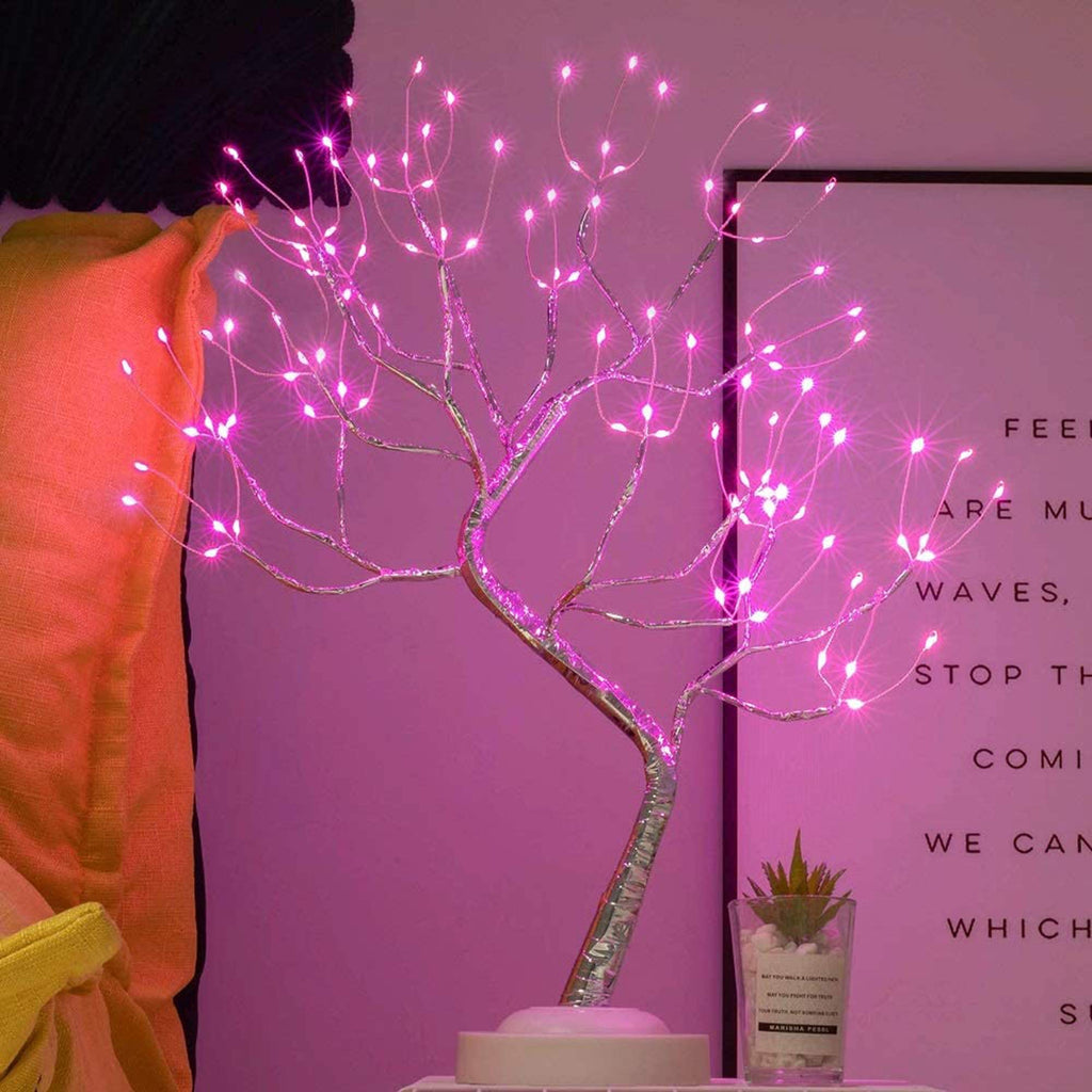 FuChsun Tabletop Bonsai Tree Light 108 LED Fairy Artificial Tree Lamp fot Room Party Home Centerpieces Decoration, Battery/USB Operated (Galaxy Glow Silver Branch)