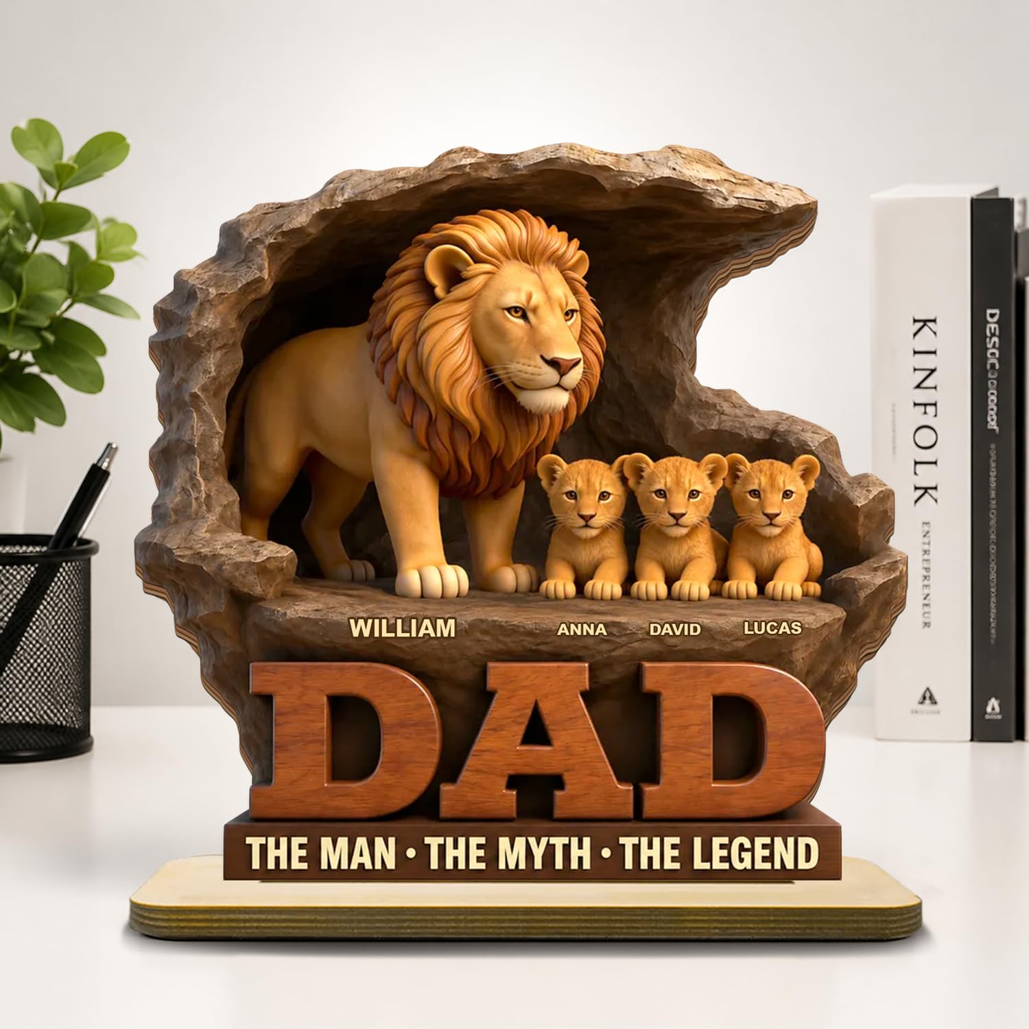 Personalized Fist Bump Dad and Kids Name Wooden Plaque, Custom Fathers Day Plaque for Dad Grandpa, Customized Sign Decorations for Daddy, Grandpa, Heartfelt Father's Day Birthday Gifts for Husband