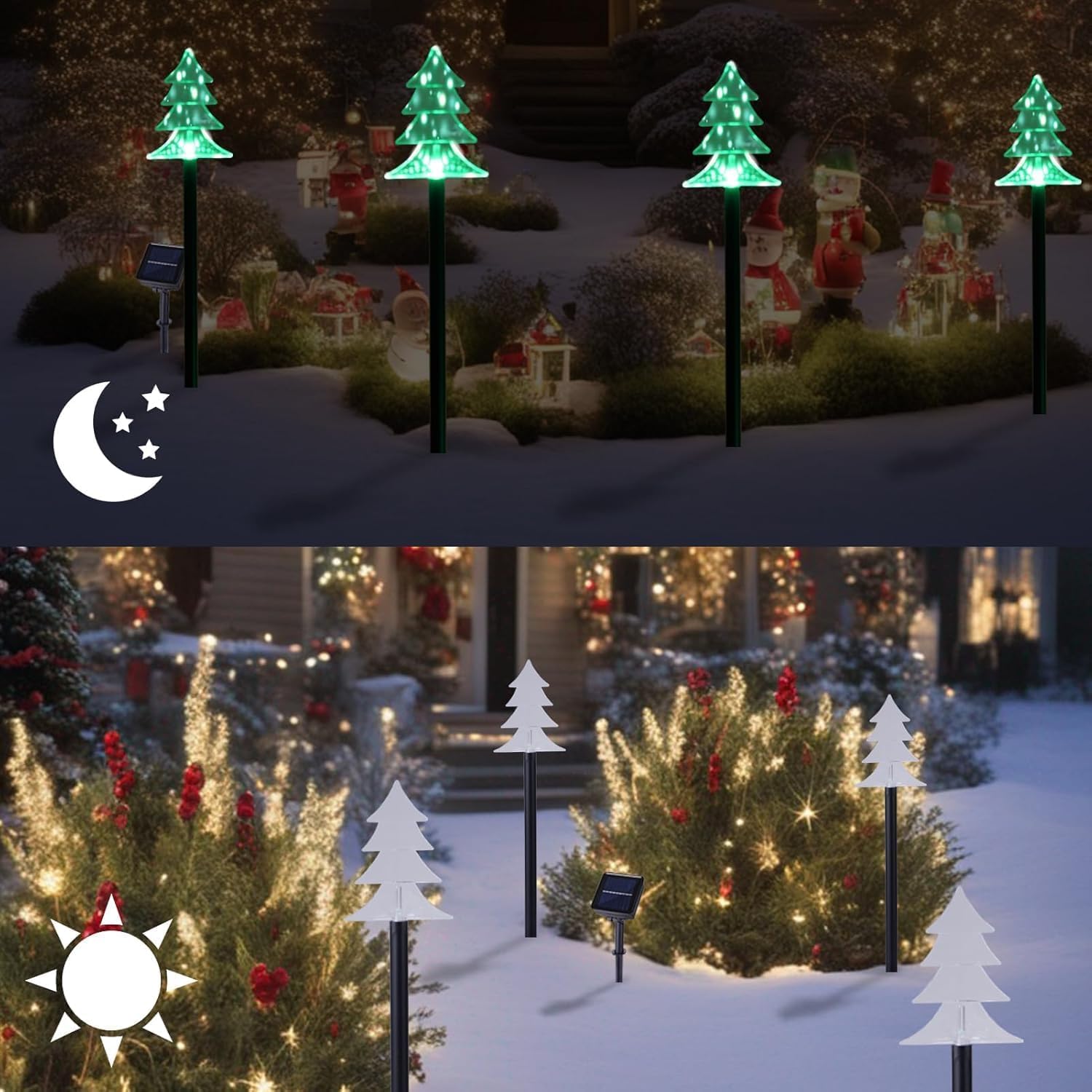 Outdoor Christmas Decorations, Solar Christmas Pathway Lights, Set of 5 Waterproof Landscape LED Lights for Yard Lawn Patio Walkway Decor