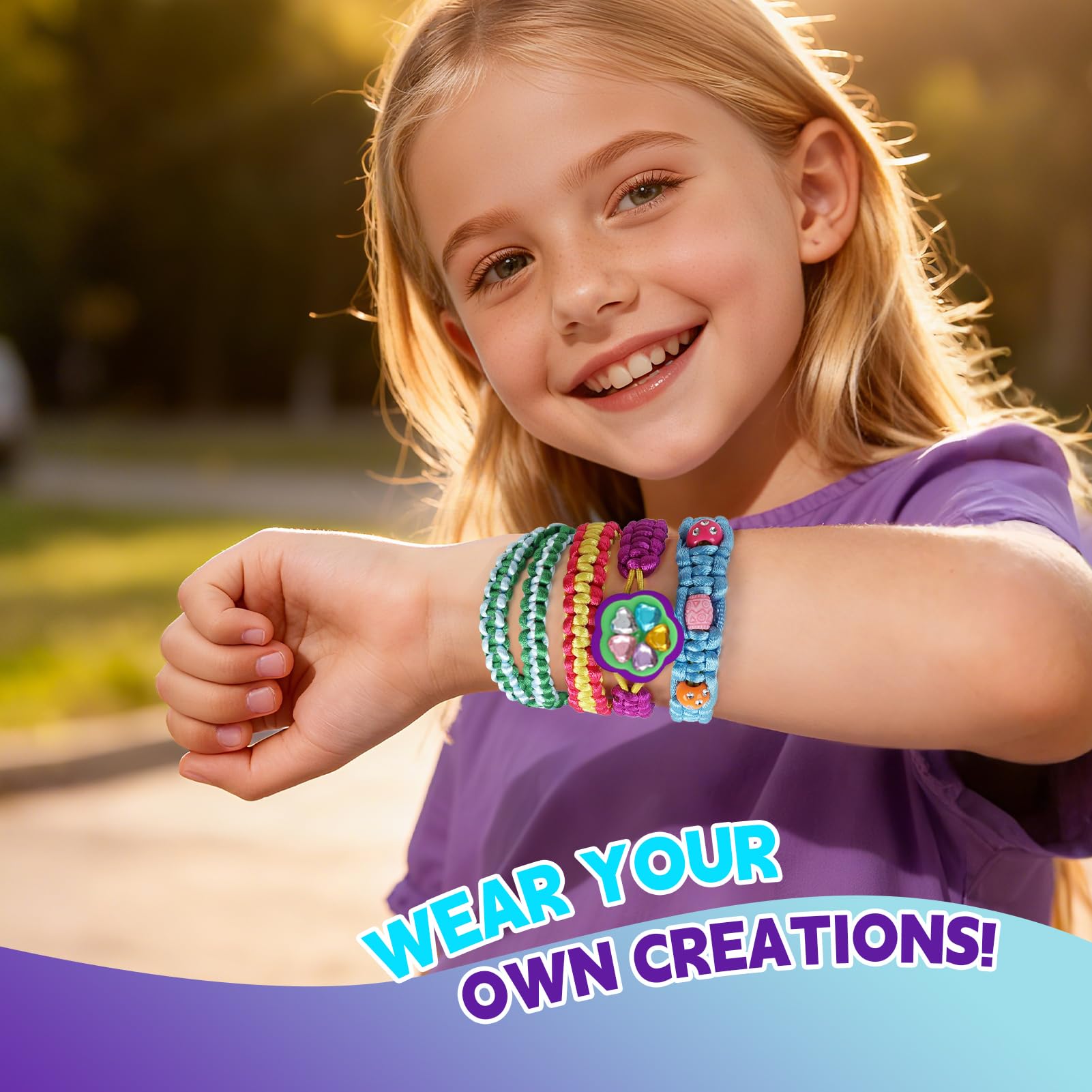 DDAI Arts and Crafts for Kids Age 8-12 Friendship Bracelet Making Kit for Girls - Best Birthday Gifts Ideas for Girl 7 9 10 11 Year Old - Popular Bracelets String Maker Toys Set