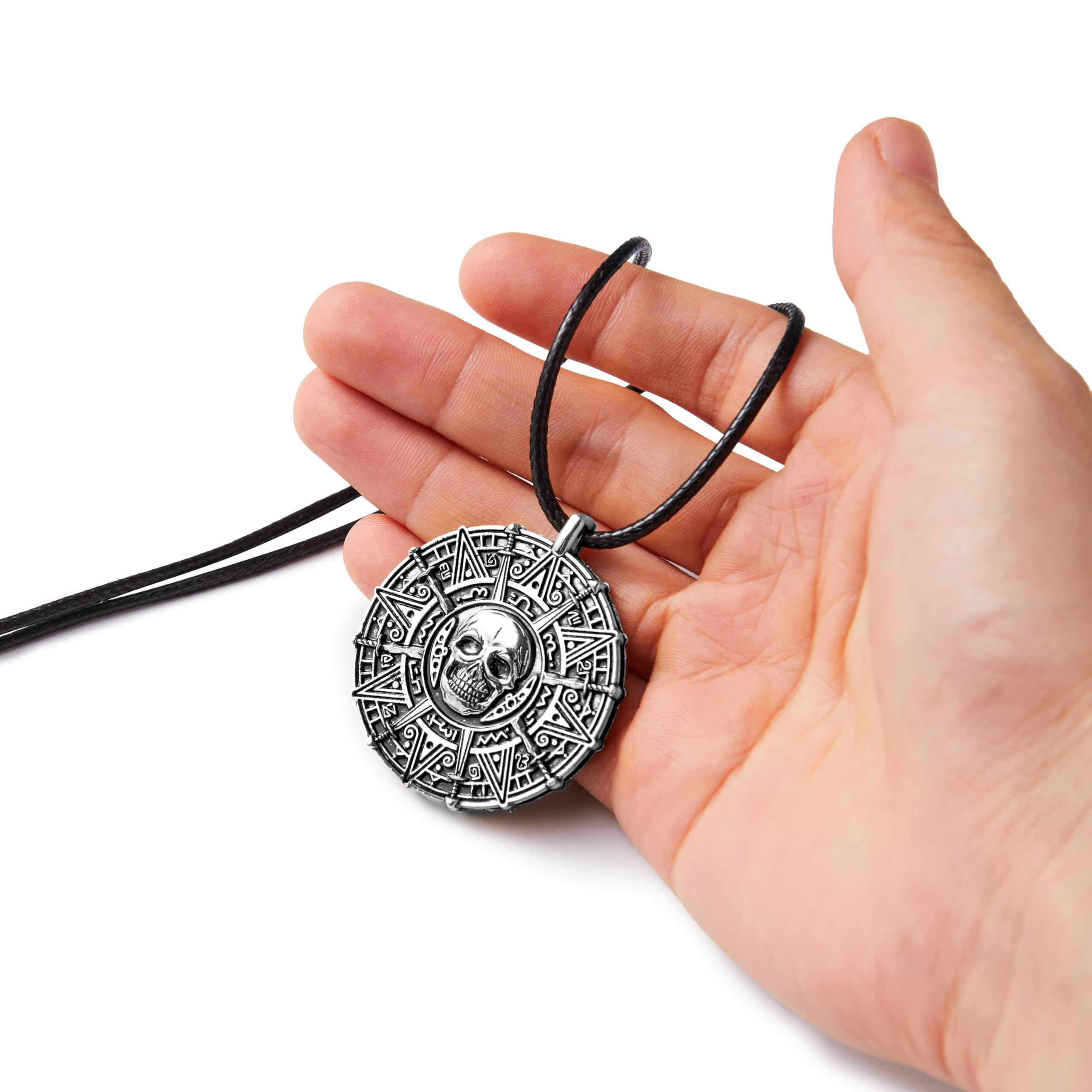 Spooktacular Creations Halloween Pirate Coin Necklace Pirate Skull Necklace Accessories for Men Women Halloween Cosplay, Pirates Costume, Halloween Dress Up Party Favors