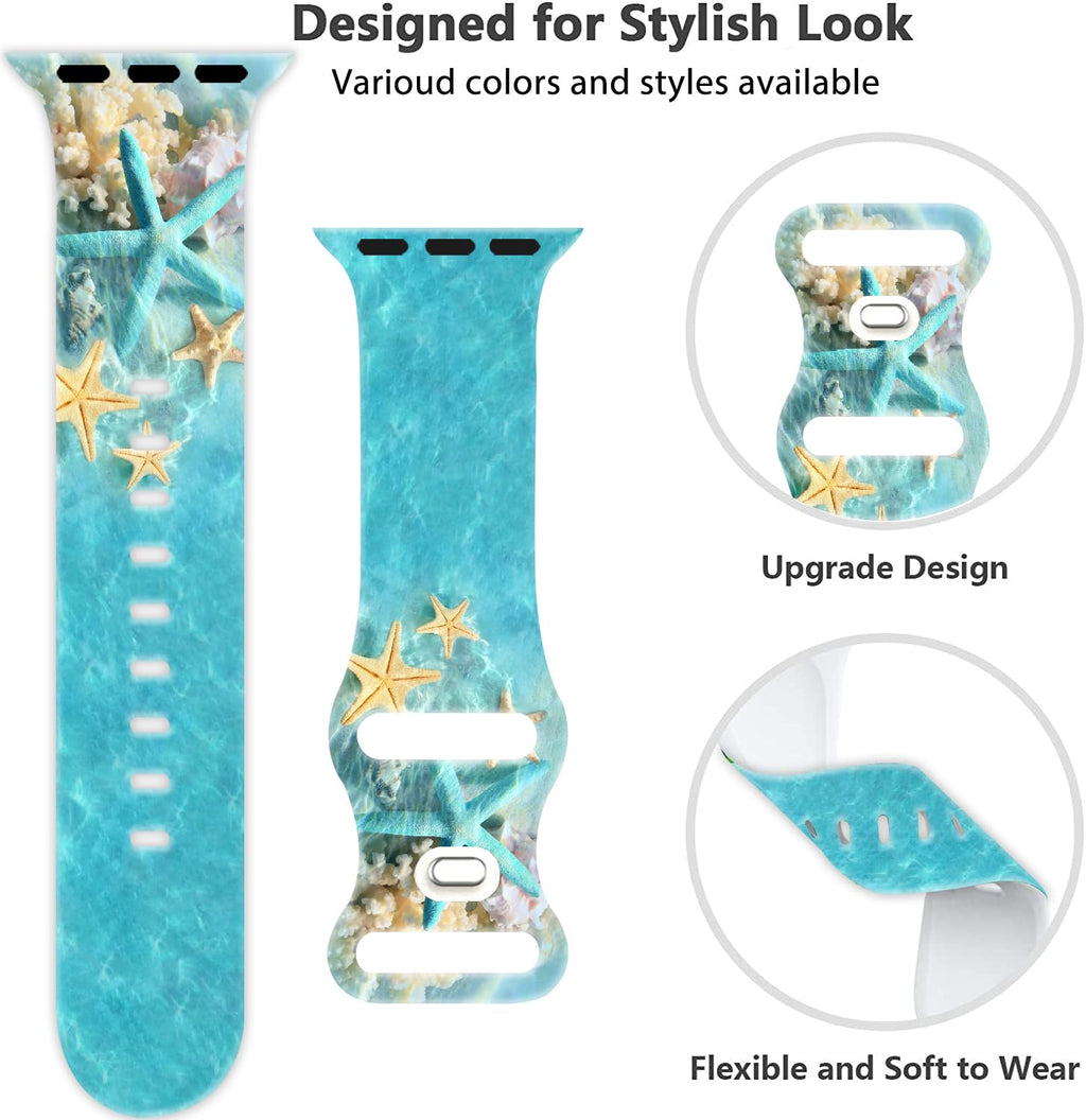 Holiday Watch Bands Compatible Watch 38mm 40mm 41mm 42mm for Women Men, Adjustable Soft Silicone Replacement Smartwatch Wristband for SE Series 8/7/6/5/4/3/2/1