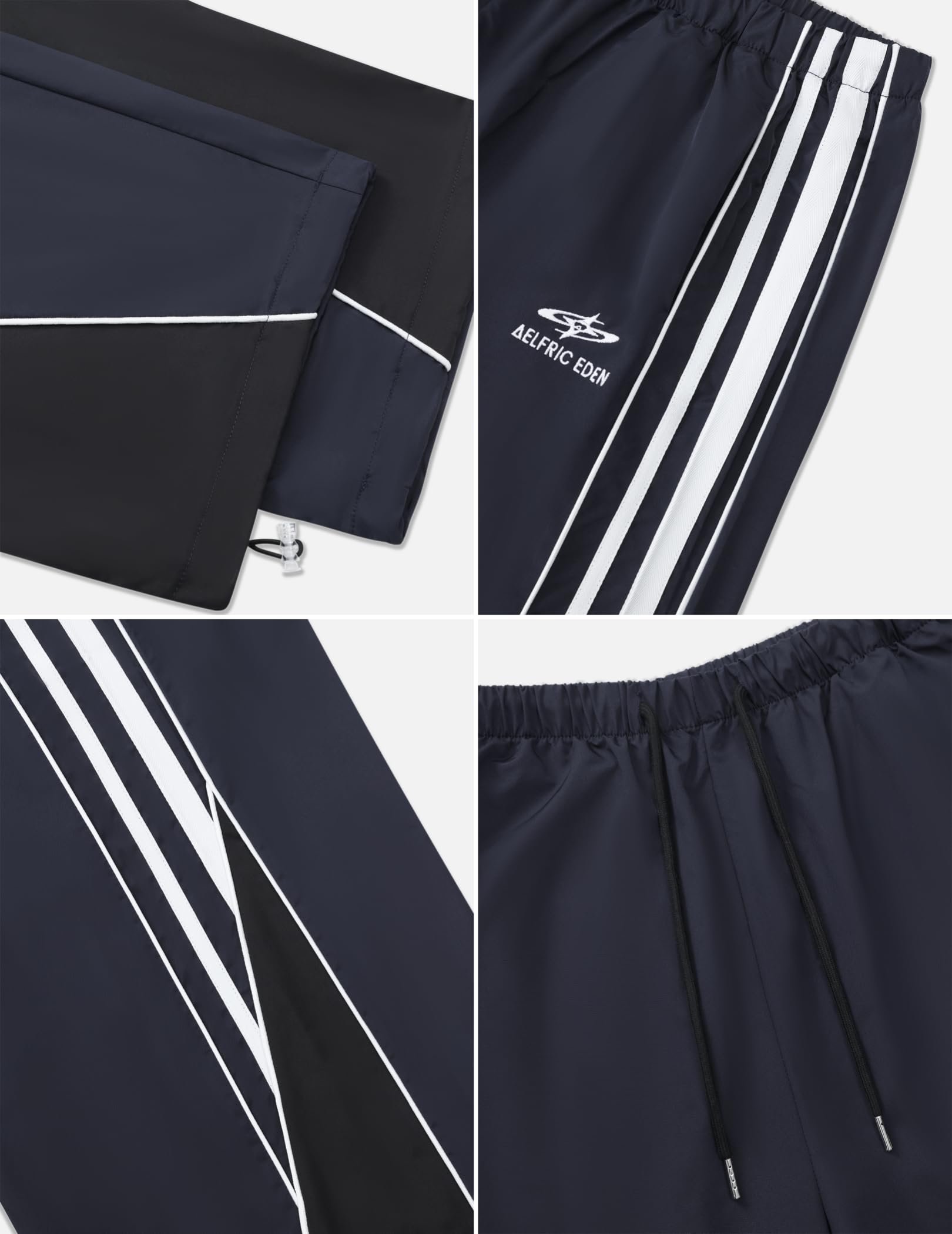 Aelfric Eden Womens Embroidery Patchwork Striped Track Pants Unisex Baggy Sweatpants Wide Leg Drawstring Y2K Pants