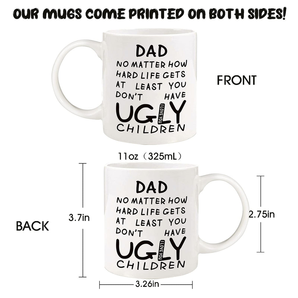 Fathers Day Dad Gifts from Daughter Son - 11oz Funny Coffee Mug for Dad Husband from Wife Kids Unique Ceramic Cup Printed on Both Sides Personalized Birthday Father’s Day Presents for Daddy Stepfather