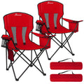 Camping Chairs for Adults 2 Pack, Folding Chair with 4-Can Cooler Bag & Cup Holder, Portable Heavy Duty Outdoor Chair with Mesh Back for Camping, Beach, Lawn, Fishing, Blue