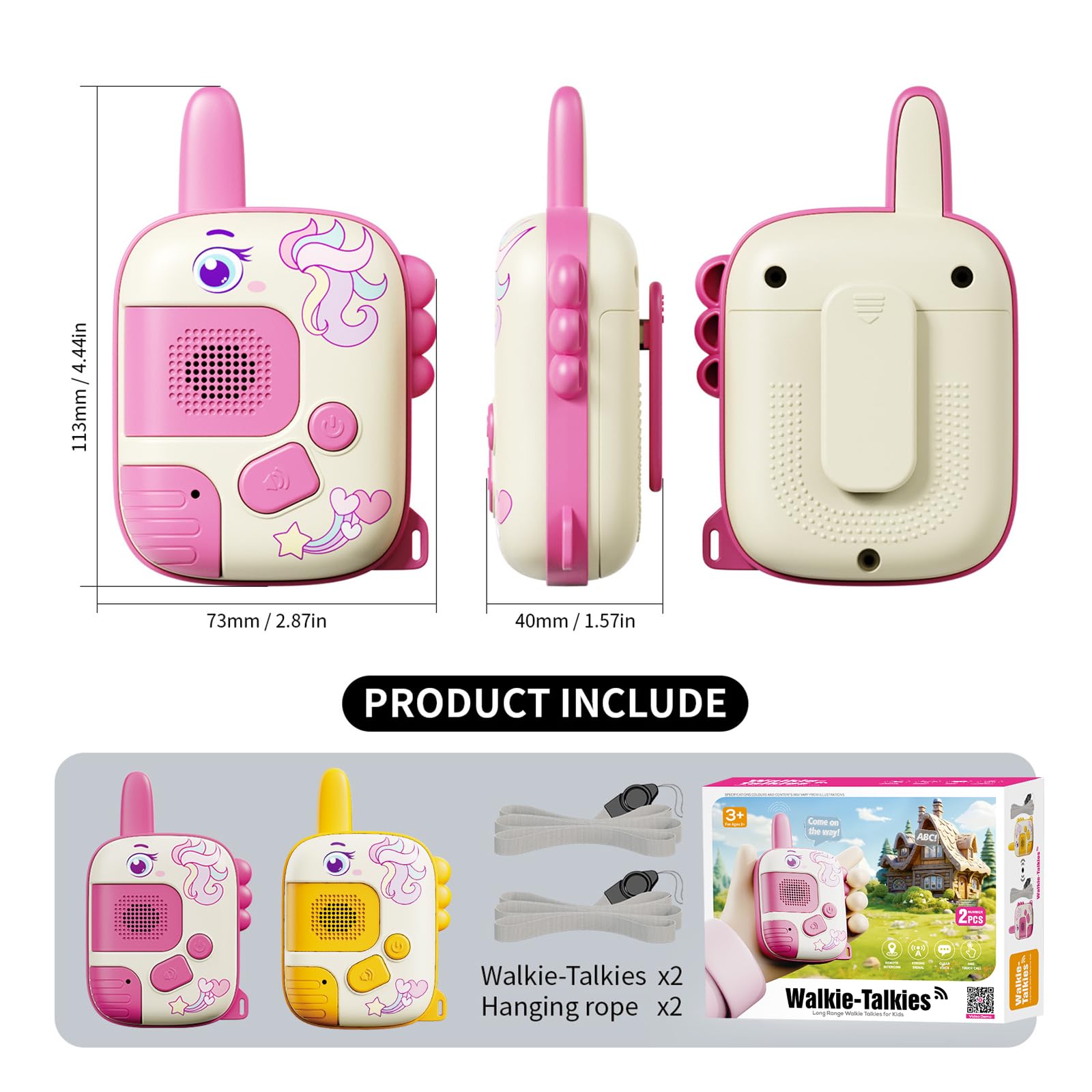 JKGIFTS Walkie Talkies Toys for Girls:Unicorn Toys 2 Pack Birthday Gifts for 3 4 5-7 8 Year Old Girls Toy for 4 5 6 7 8-10 Year Old Camping Outdoor Game,Christmas Stocking Stuffers for Girls Kids