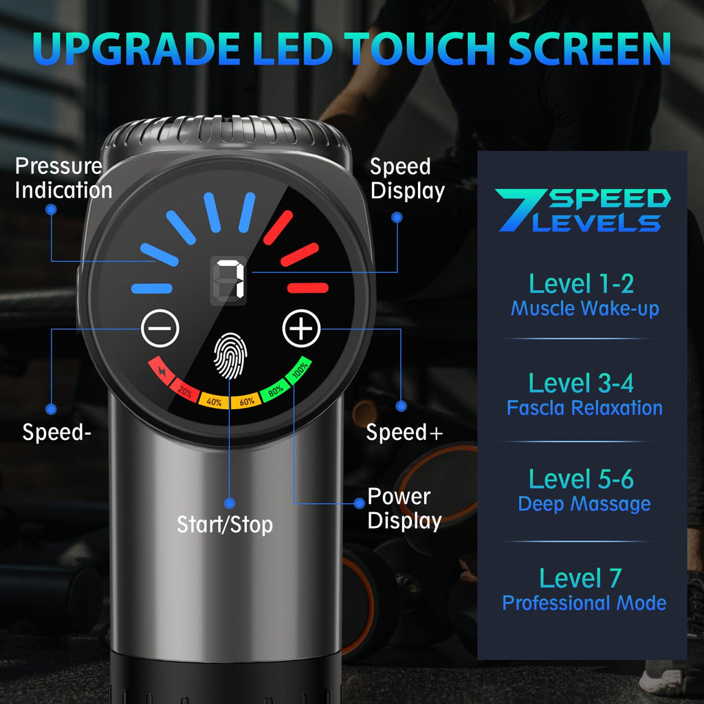 TOLOCO Massage Gun, Deep Tissue Back Massage for Athletes for Pain Relief, Percussion Massager with 10 Massages Heads & Silent Brushless Motor, Fathers Day Dad Gifts, Black