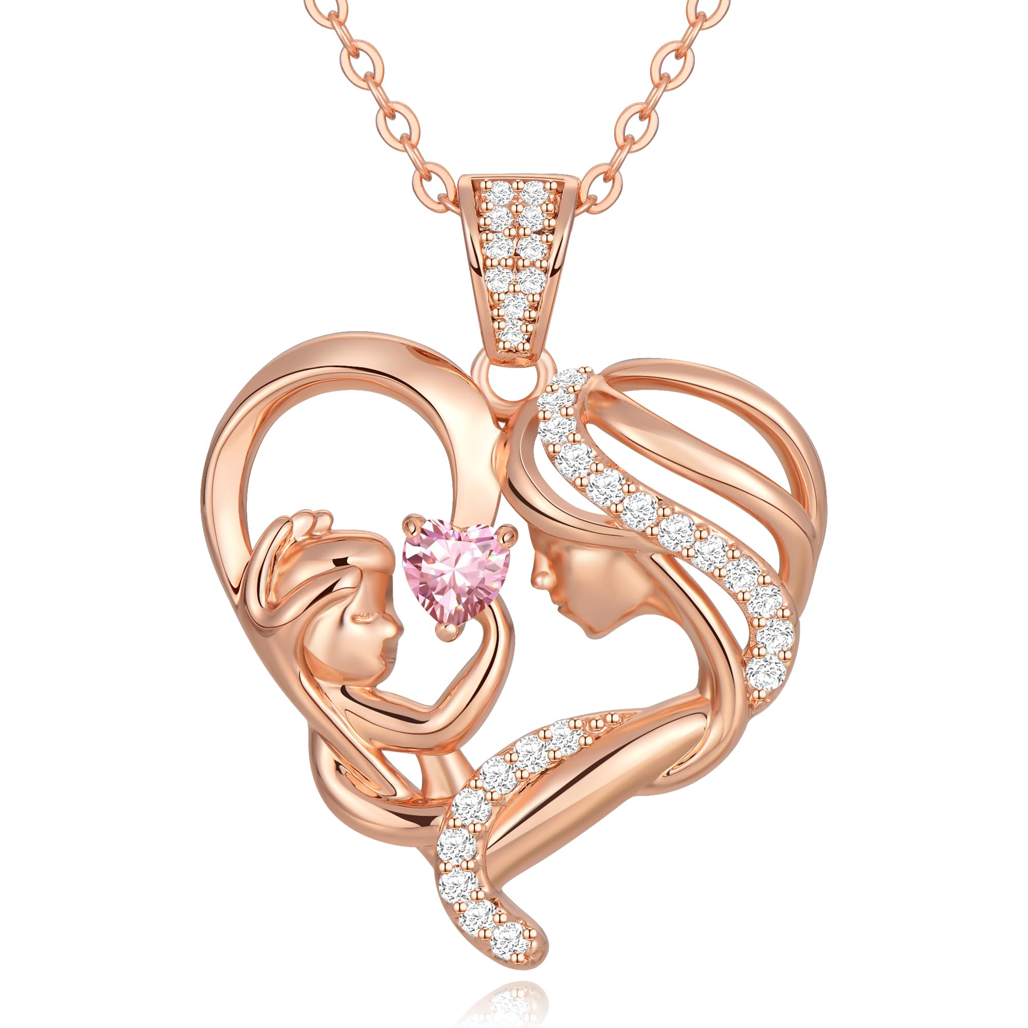 Mothers Day Gifts for Mom Wife Her Grandma, S925 Sterling Silver Birthstone Necklaces Jewelry for Women, Mother's Day Love Heart Pendant Necklace for Anniversary Birthday Christmas Day