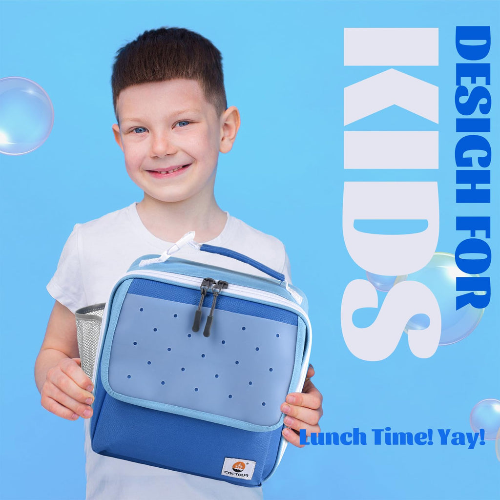 CaCTOUR Lunch Box Kids,Premium Insulated Lunchbox for Girls Boys,Soft Mini Cooler Bag Back to School Thermal Reusable Lunch Bag for Work School Picnic (Blue)