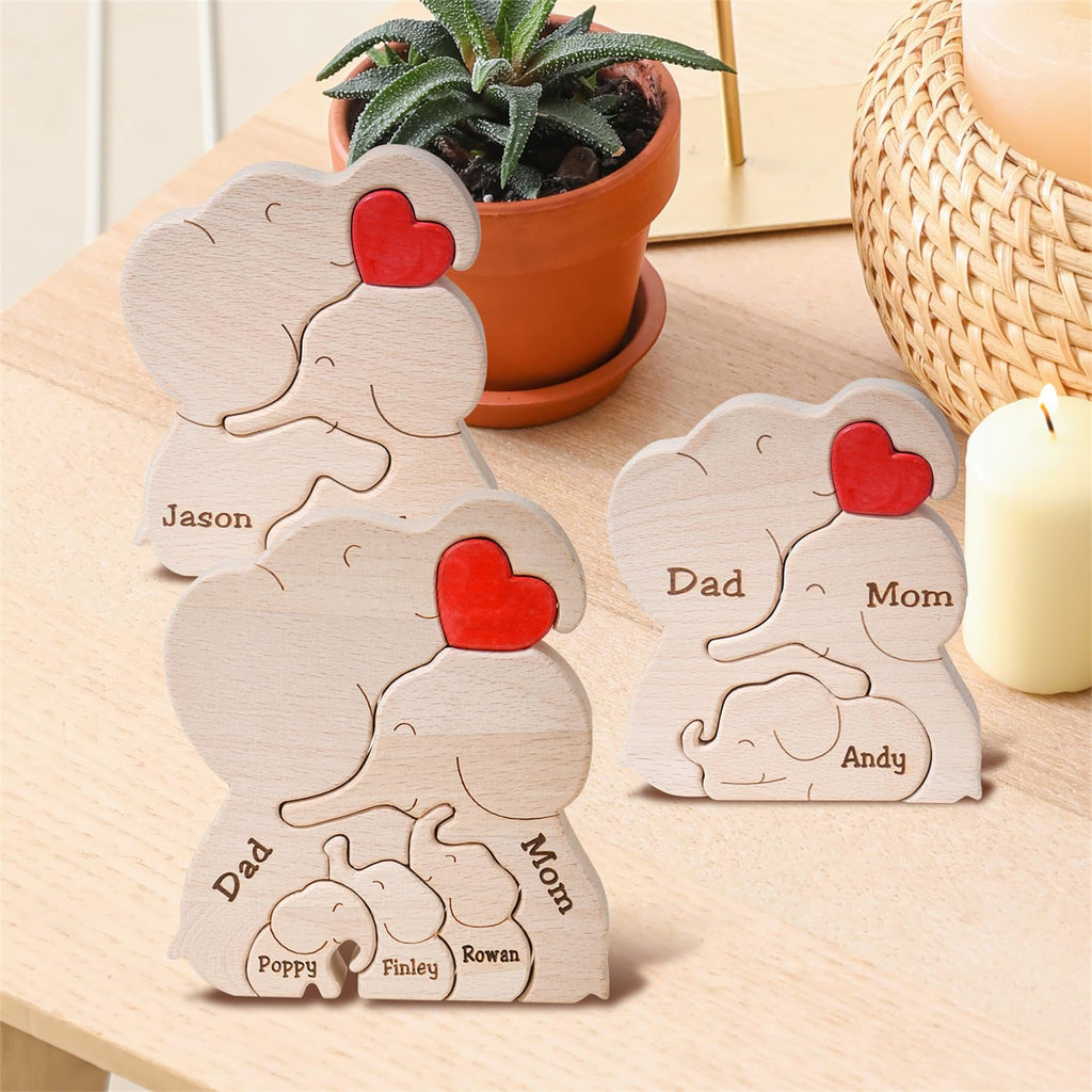 Personalized Family Name Puzzle with 2-8 Names Custom Wooden Bear Puzzle with Names Customized Wooden Puzzle Gifts for Christmas (Bear)