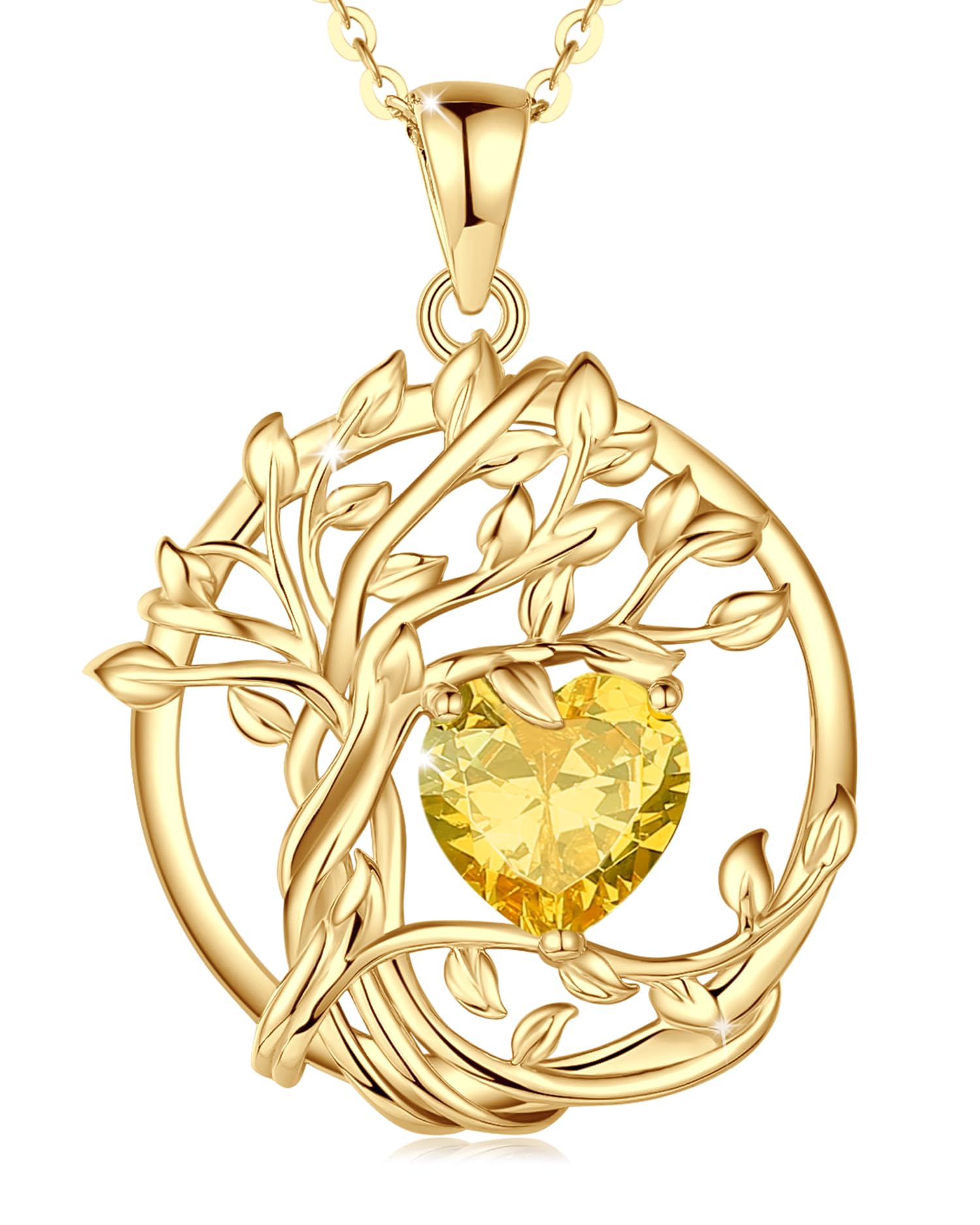 FANCIME Tree of life Birthstone necklace Sterling Silver Pendant Birthstone Necklace Gemstone Anniversary Birthday Jewelry Mothers Day Gifts for Mom Her Wife