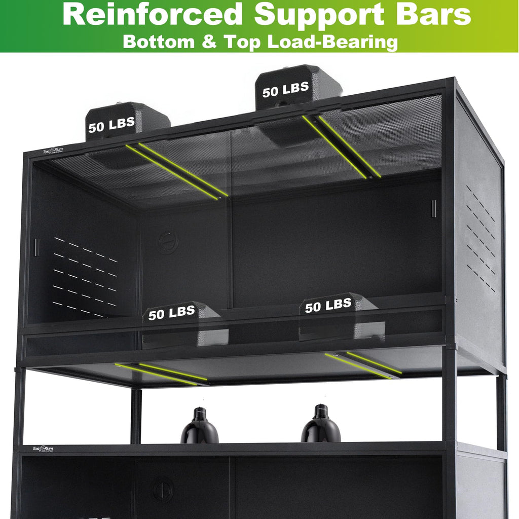 PVC Reptile Enclosure 3 Tier 40"x16"x16" with Spacers, 44 Gallon Reptile Tank Habitat, Space Saving Stackable Reptile Terrarium for Bearded Dragon Gecko Snake Lizard, Sliding Glass Doors Lock