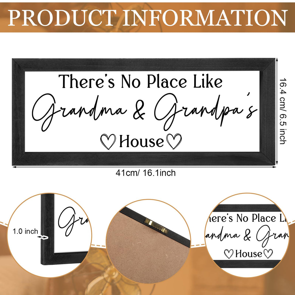 Yousoontic Grandparents Gift from Grandkids There's No Place Like Grandma & Grandpa's House Wooden Sign Farmhouse Home Decor for Birthday Christmas Thanksgiving Gift(Dark Brown,11.8 Inch)