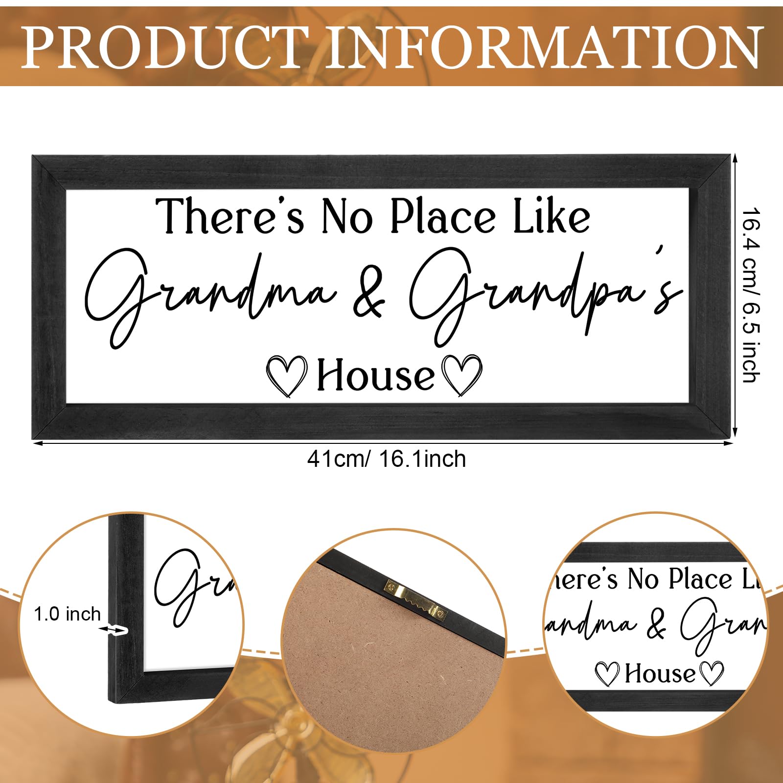 Yousoontic Grandparents Gift from Grandkids There's No Place Like Grandma & Grandpa's House Wooden Sign Farmhouse Home Decor for Birthday Christmas Thanksgiving Gift(Dark Brown,11.8 Inch)
