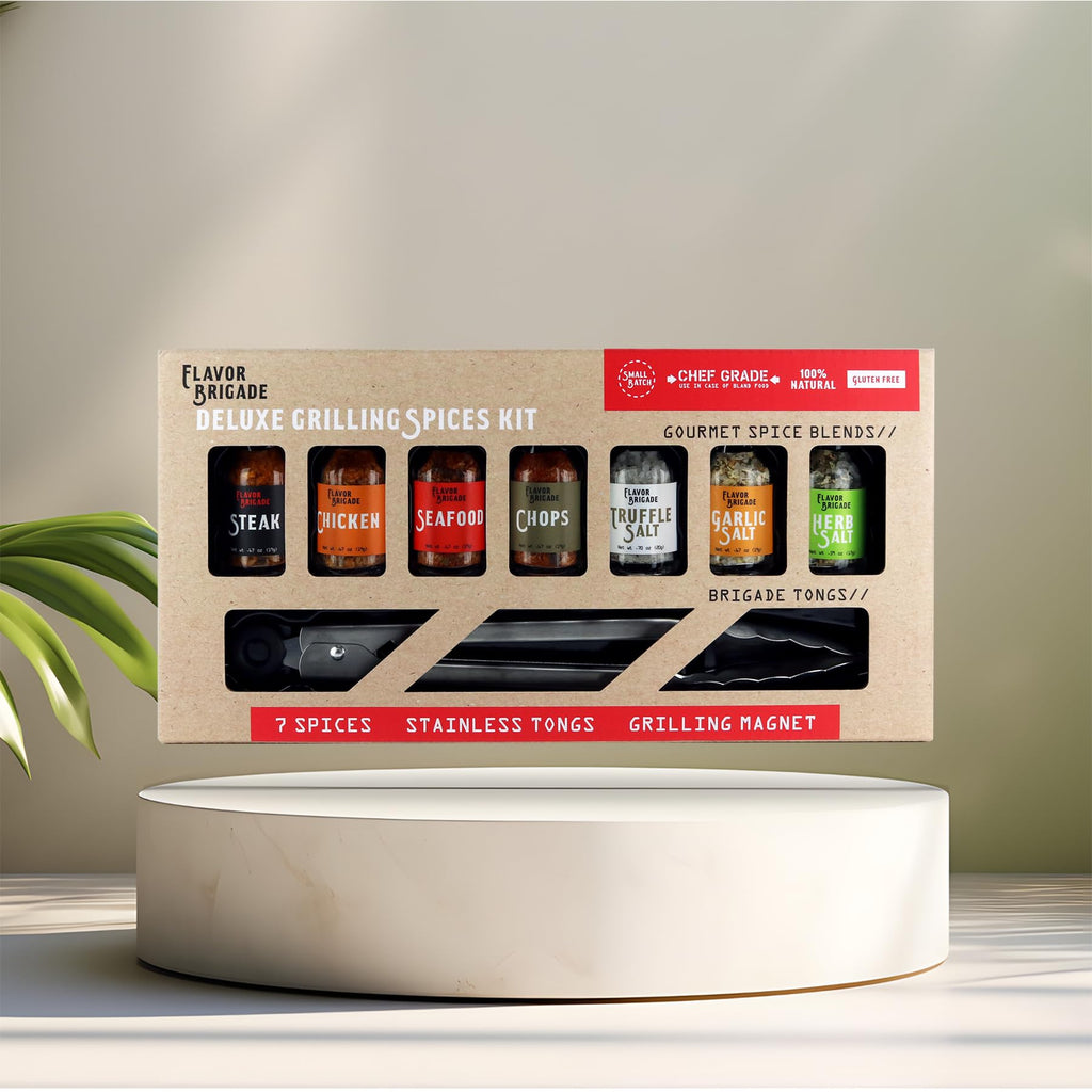 Ultimate Grilling Gift for Men - BBQ Accessories - Gourmet Spice Blends & Seasonings, Tongs, BBQ Magnet, Meat Rubs, Unique Gift for Guys, Dad, Son, Brother, Father in Law, Cooking Chefs, 17 Piece Set