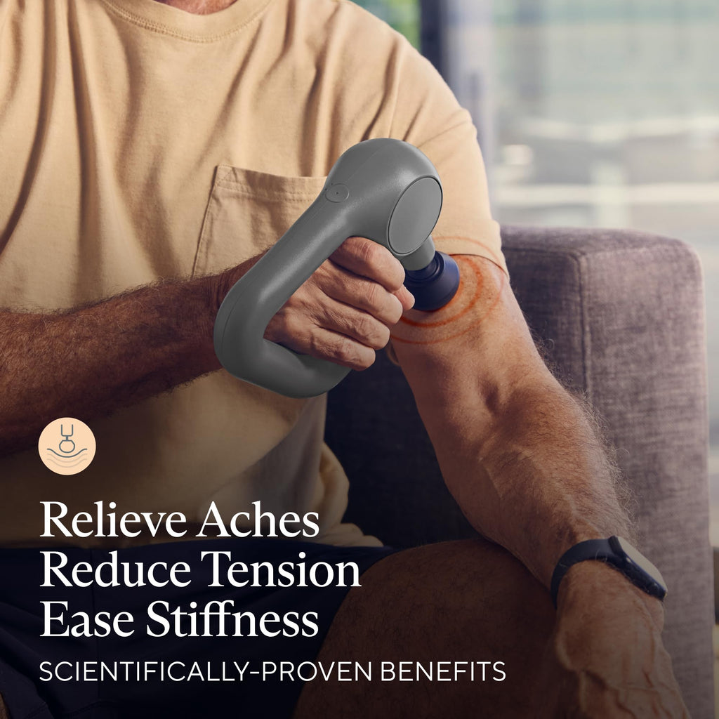 TheraGun Therabody Relief Handheld Percussion Massage Gun - Easy-to-Use, Comfortable & Light Personal Massager for Every Day Pain Relief Massage Therapy in Neck, Back, Leg, Shoulder and Body (Navy)