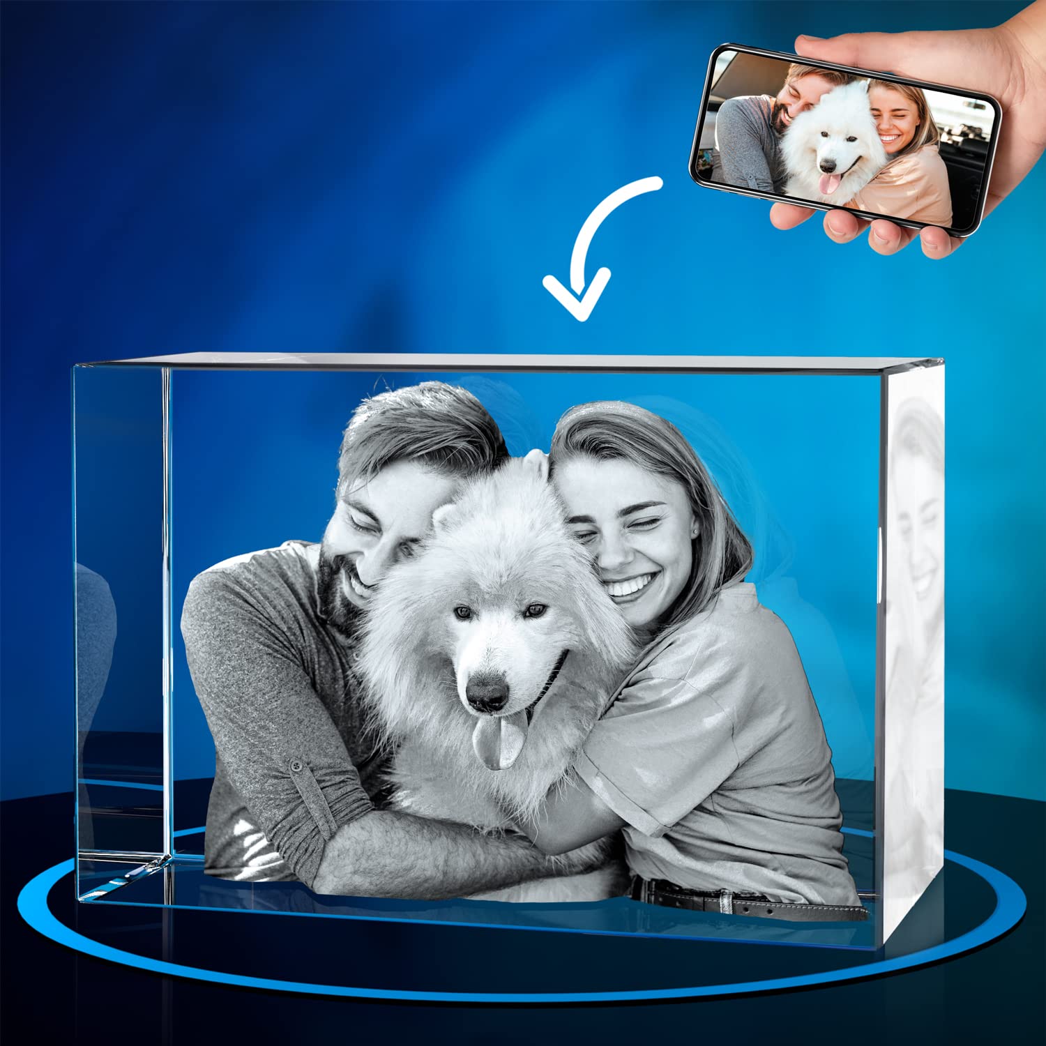 ArtPix 3D Crystal Photo, Personalized Dog Memorial Gifts with Your Own Photo for Dog Lovers, Pet Owners, 3D Laser Etched Picture, Engraved Crystal in Memory of Dog, Customized Gifts