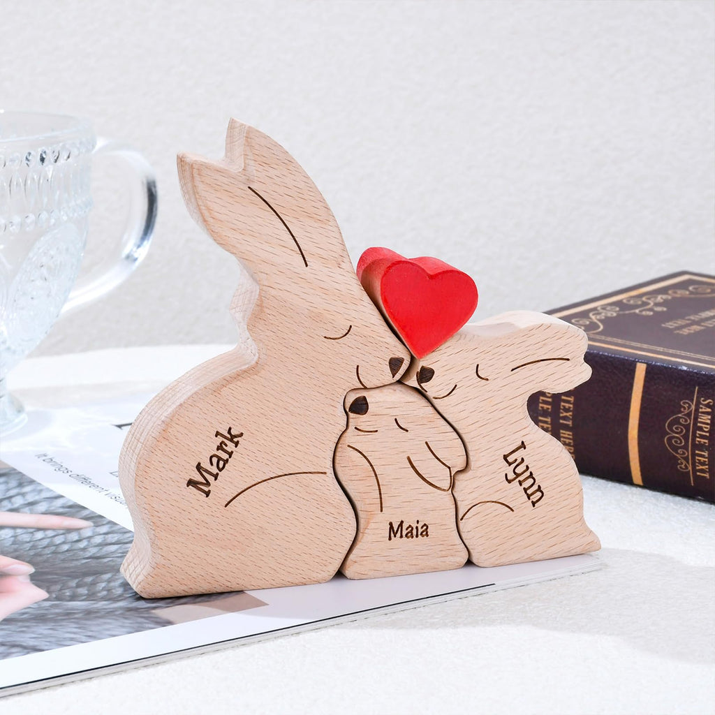 Personalized Family Name Puzzle with 2-8 Names Custom Wooden Bear Puzzle with Names Customized Wooden Puzzle Gifts for Christmas (Bear)