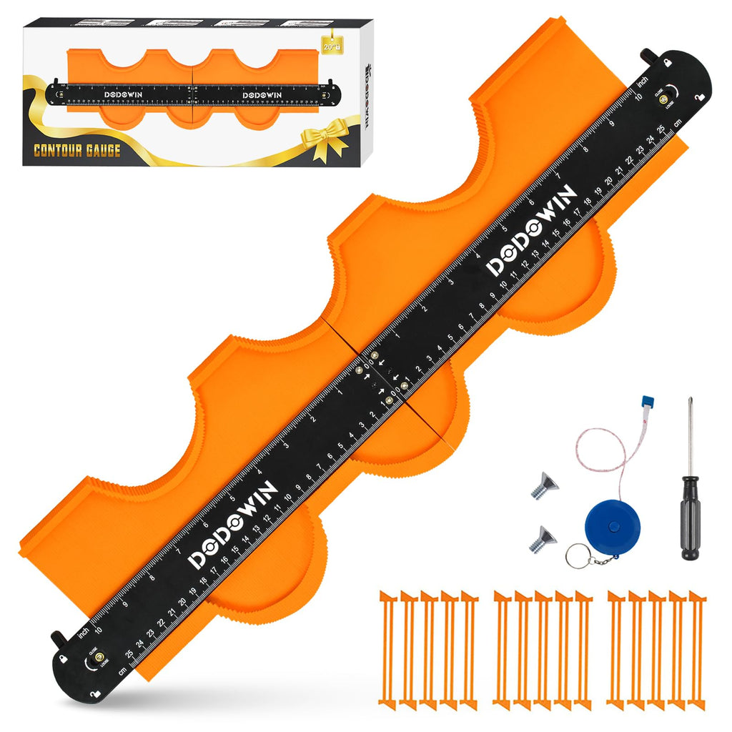 DODOWIN 10+5 Inch Contour Gauge with Lock, Dual Size Profile Duplicator Tool for Flooring, Tile, Woodworking & Irregular Shapes, Shape Outline Gauge, Father’s Day Gifts for Dad Men Husband