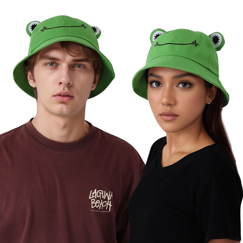 Sun Bucket Hats for Women & Men Beach Hat UV Protection Adjustable Summer Packable Cotton Frog Funny Fisfing Travel Cap