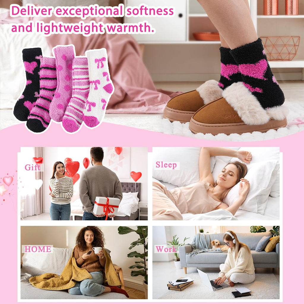 Plush Fuzzy Socks for Women Fluffy Cozy Slipper Socks Fall Thanksgiving Birthday Gifts for Her