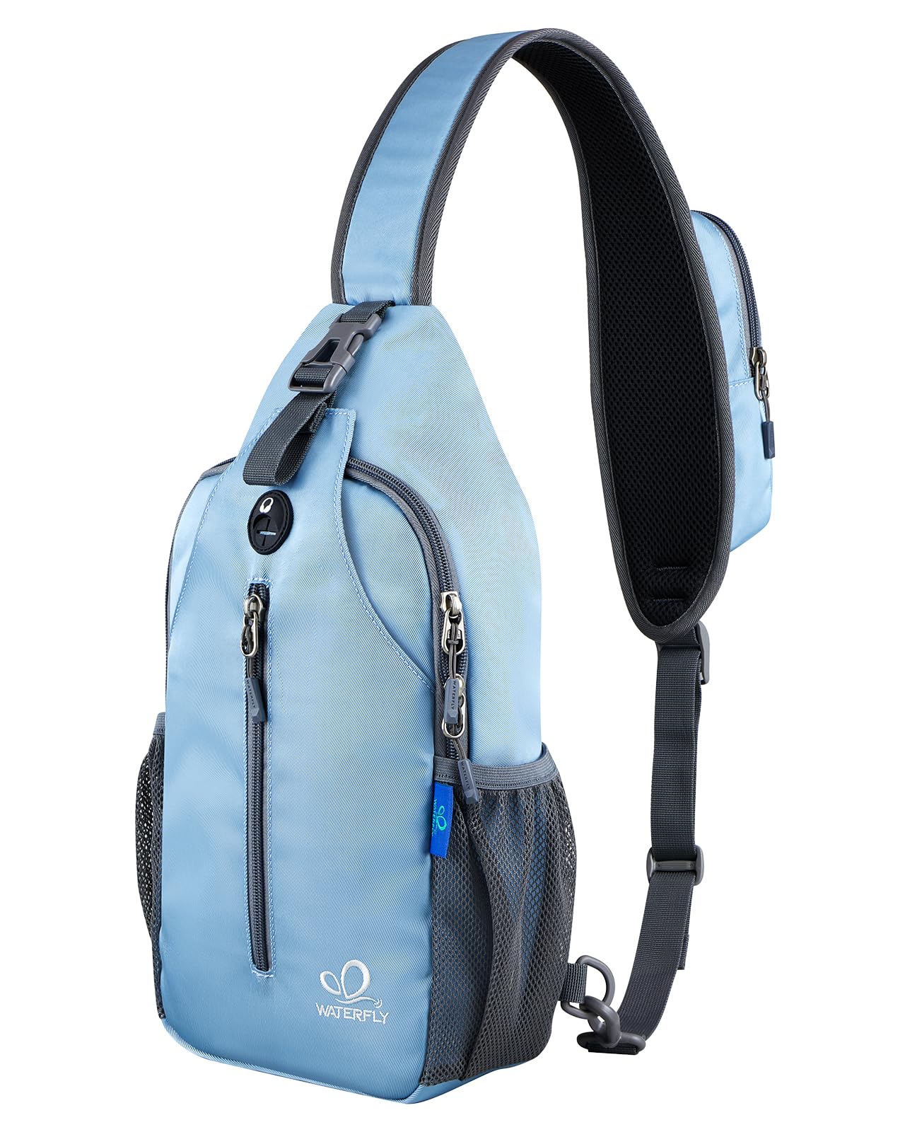 WATERFLY Crossbody Sling Backpack Sling Bag Travel Hiking Chest Bag Daypack (Black)